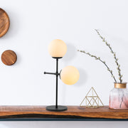 Candeeiro de Mesa Industrial Moderna, Corpo em Metal Preto, 55 cm de Altura, Tampa de Vidro de 15 cm, Cabo de 250 cm, Interruptor Liga/Desliga | Ideal para Decoração Escandinava