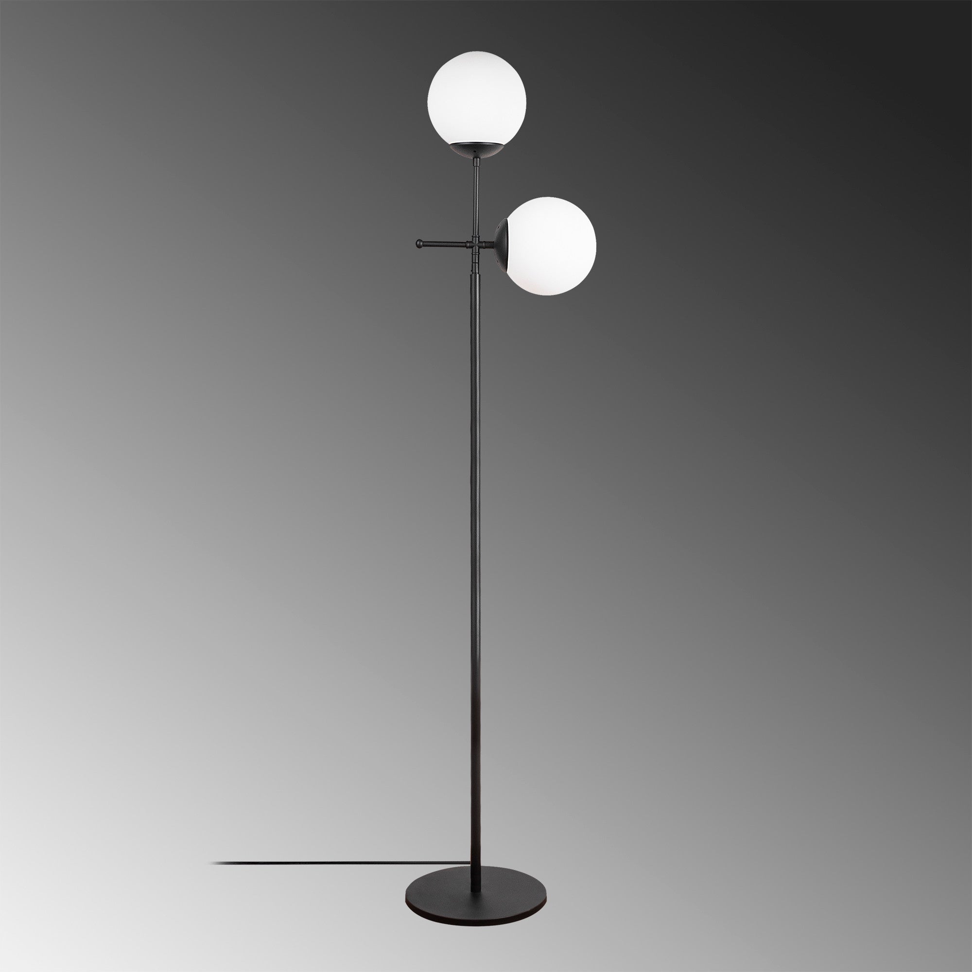 Candeeiro de Pé – 174 cm – Preto – Metal e vidro