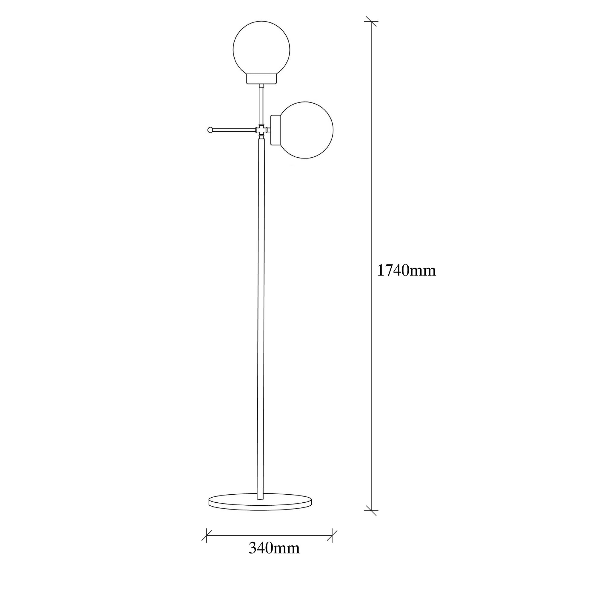 Candeeiro de Pé – 174 cm – Preto – Metal e vidro