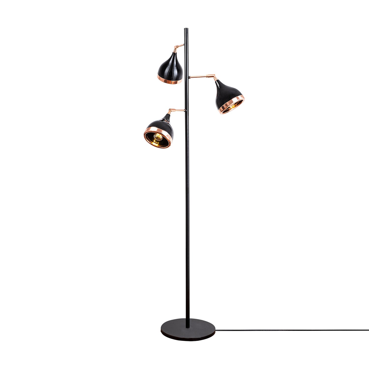 Candeeiro de Pé – 163 cm de Altura – Preto e Cobre – Metal