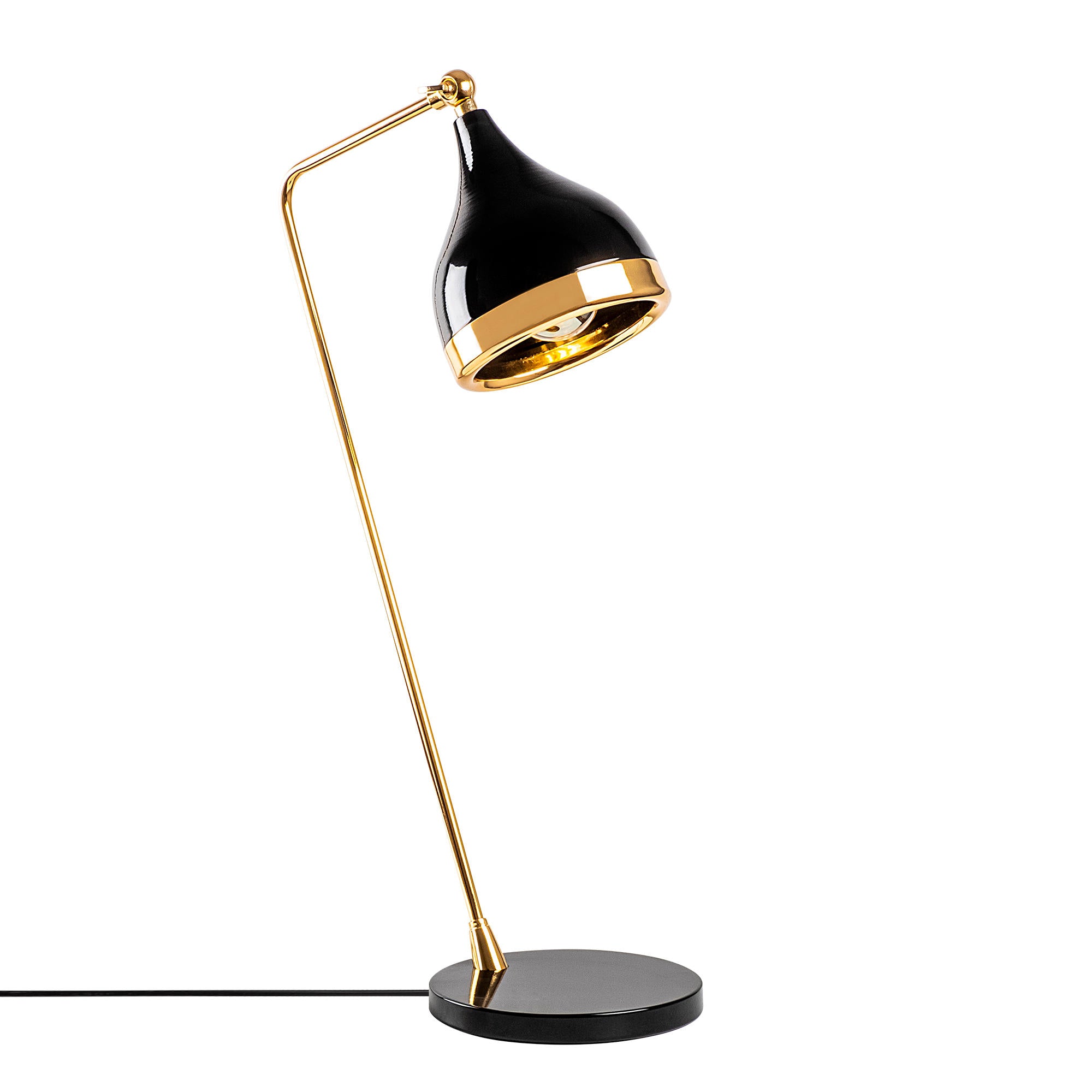 Candeeiro de Mesa Moderna, Preta e Dourada, 30 x 30 x 60 cm | Corpo em Metal, Soquete E27, 40 W Máx., Cabo de 200 cm | Design Elegante, Glamouroso e Escandinavo para Decoração de Casa