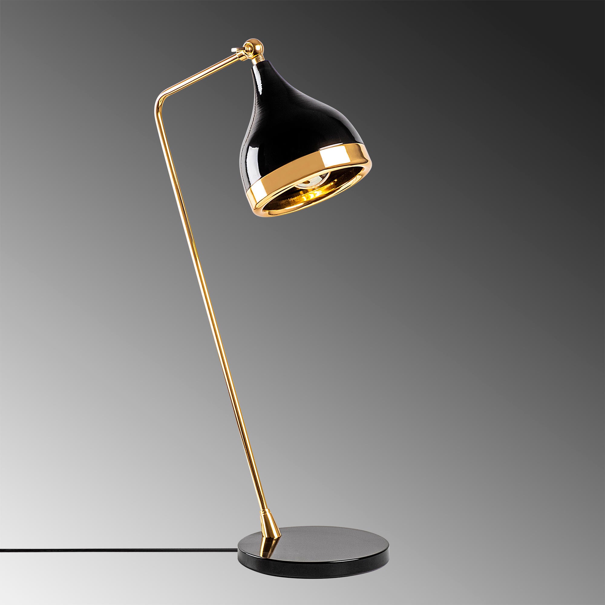 Candeeiro de Mesa Moderna, Preta e Dourada, 30 x 30 x 60 cm | Corpo em Metal, Soquete E27, 40 W Máx., Cabo de 200 cm | Design Elegante, Glamouroso e Escandinavo para Decoração de Casa
