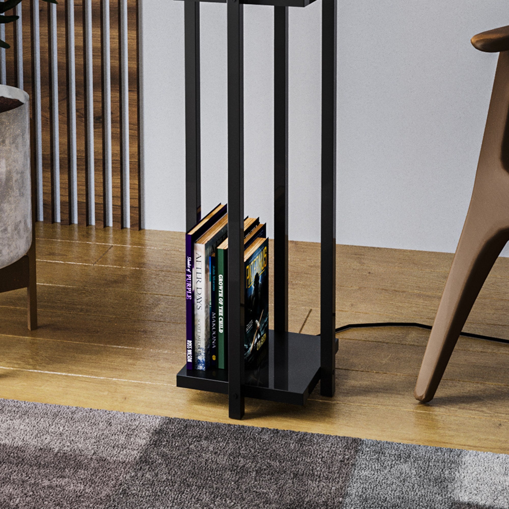 Candeeiro de Pé preta elegante, corpo de metal, 130 cm de altura | Base de tecido, soquete E27, 40 W máx. | Perfeita para sala de estar e quarto, design elegante