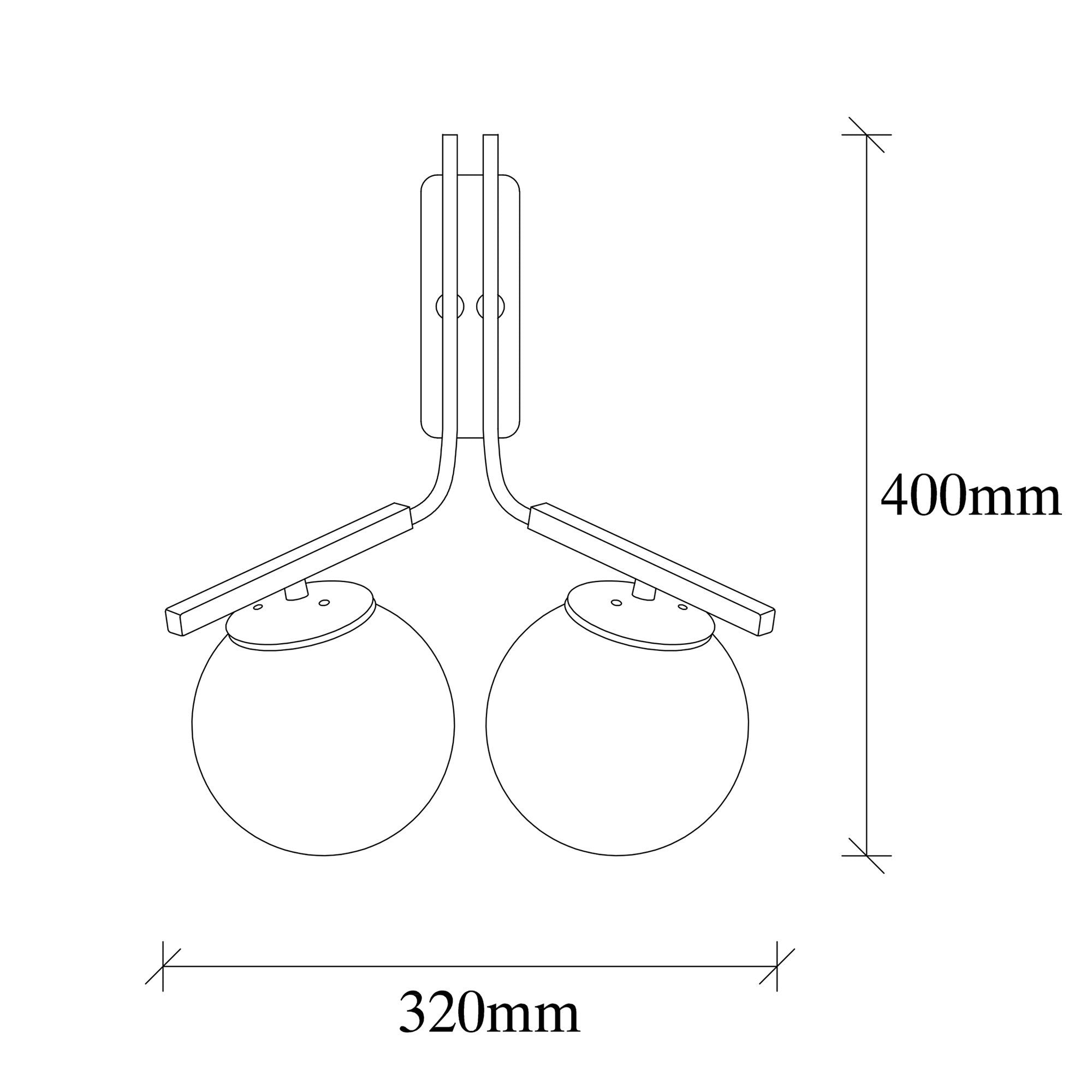Candeeiro de Parede Escandinava, Dourada e Preta, 32 x 20 cm | Corpo em Ferro, Tampa em Vidro, Altura: 40 cm | 2 Soquetes E27, IP20 | Iluminação Elegante para Espaços Modernos