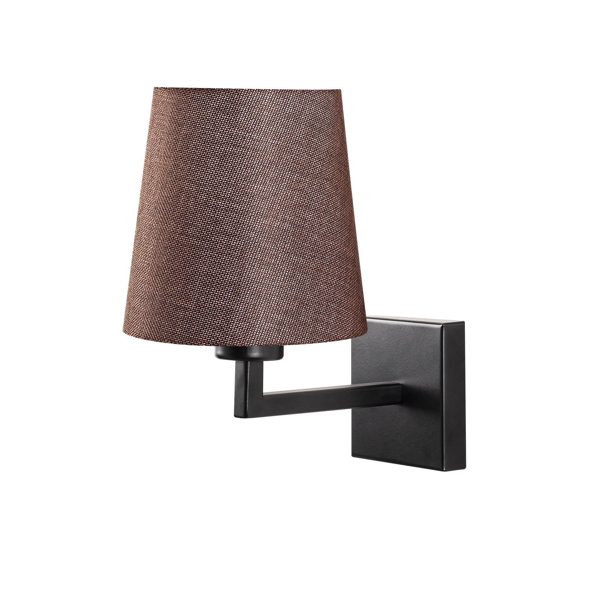 Candeeiro de Parede Escandinava, Corpo de Metal com Base de Tecido, 18 x 24 cm, Altura 30 cm, Soquete E27, Preto e Marrom | Iluminação Elegante para Espaços Modernos