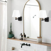 Candeeiro de Parede moderna com corpo de metal e tampa de vidro, 22 x 25 cm | Soquete E27, IP20 | Design elegante em preto, níquel e branco para decoração escandinava