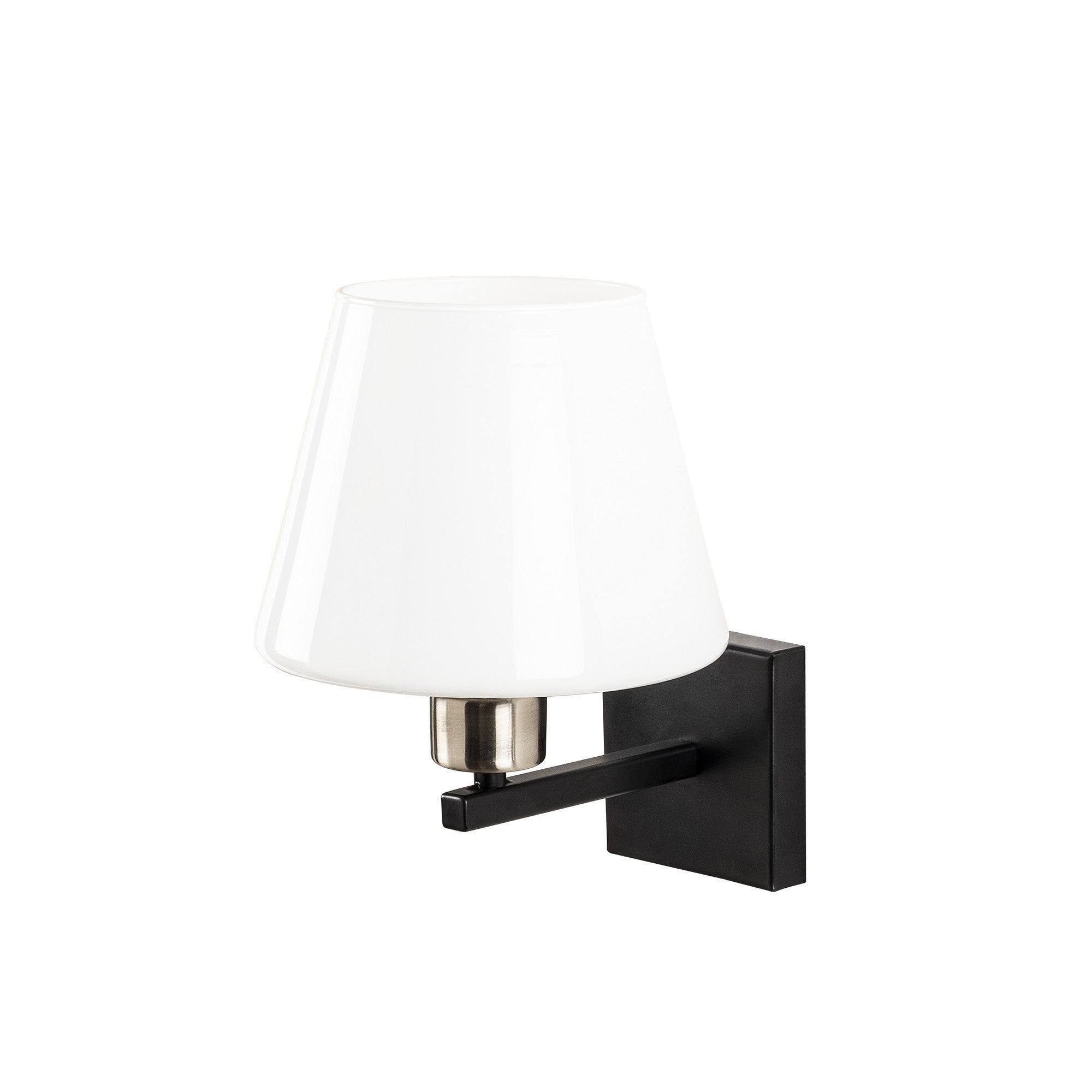 Candeeiro de Parede moderna com corpo de metal e tampa de vidro, 22 x 25 cm | Soquete E27, IP20 | Design elegante em preto, níquel e branco para decoração escandinava