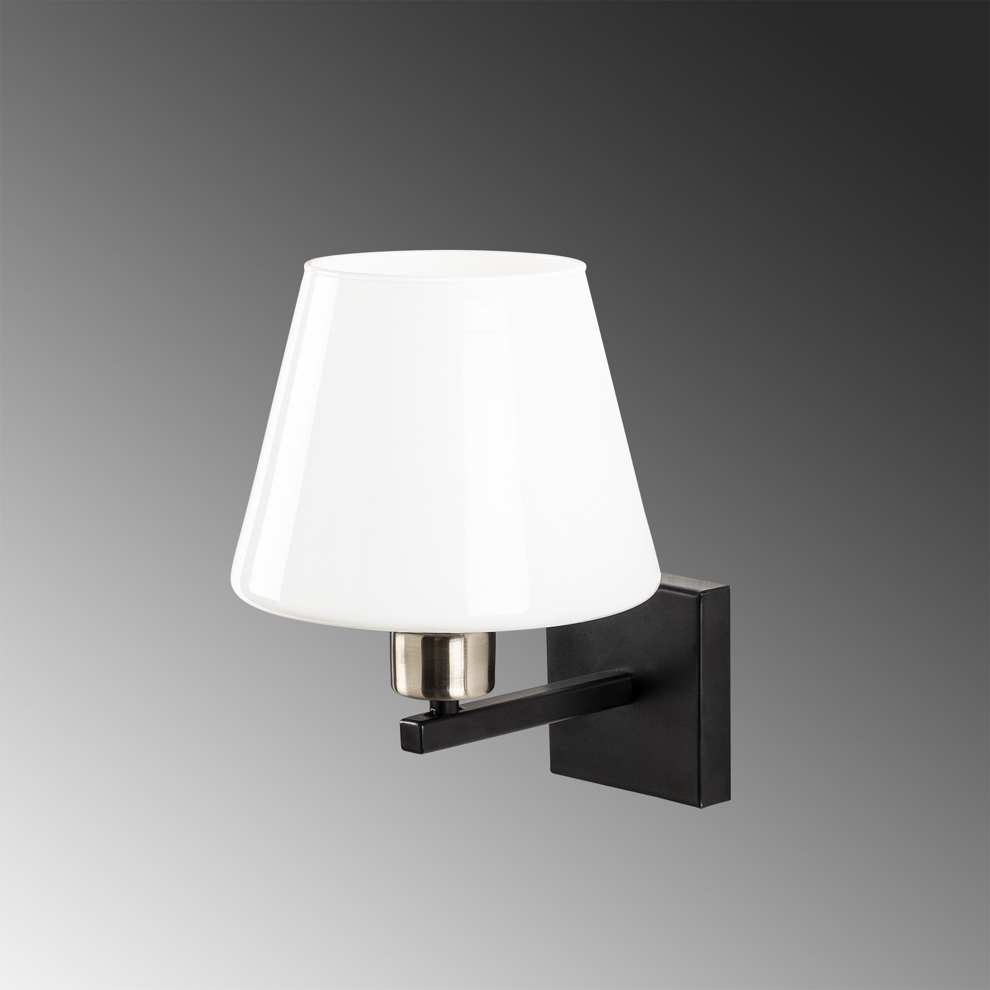 Candeeiro de Parede moderna com corpo de metal e tampa de vidro, 22 x 25 cm | Soquete E27, IP20 | Design elegante em preto, níquel e branco para decoração escandinava