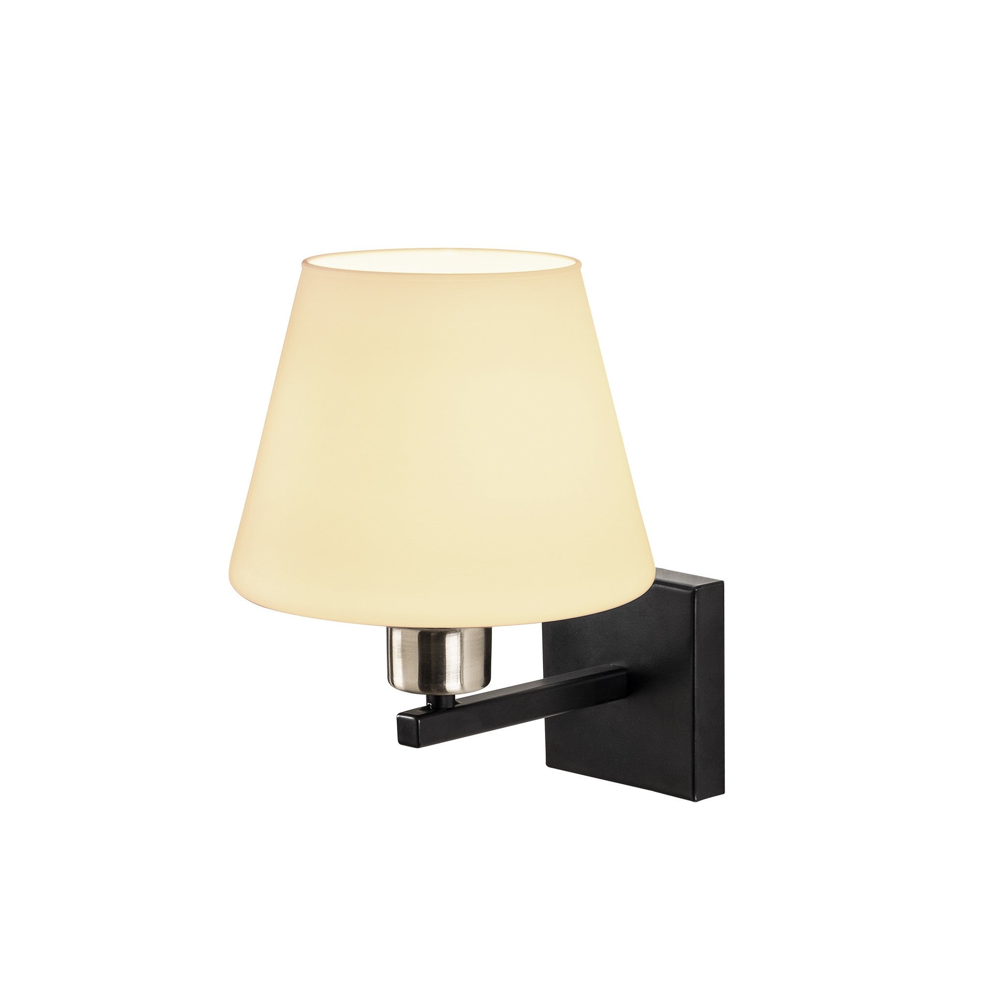 Candeeiro de Parede moderna com corpo de metal e tampa de vidro, 22 x 25 cm | Soquete E27, IP20 | Design elegante em preto, níquel e branco para decoração escandinava