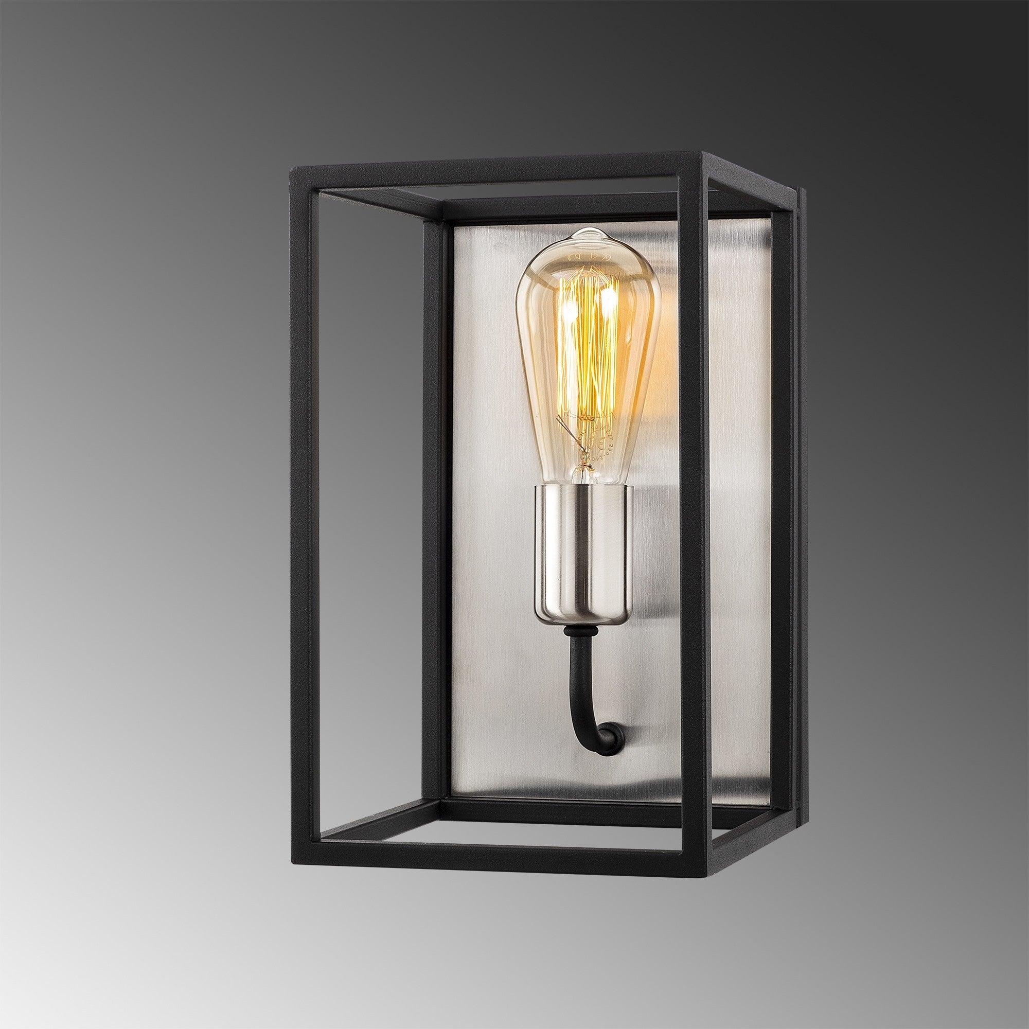 Candeeiro de Parede Moderna, Corpo em Metal, Níquel e Preto, 17 x 19 cm, Altura: 28 cm, E27 máx. 40 W, IP20 | Iluminação Elegante para Espaços Contemporâneos