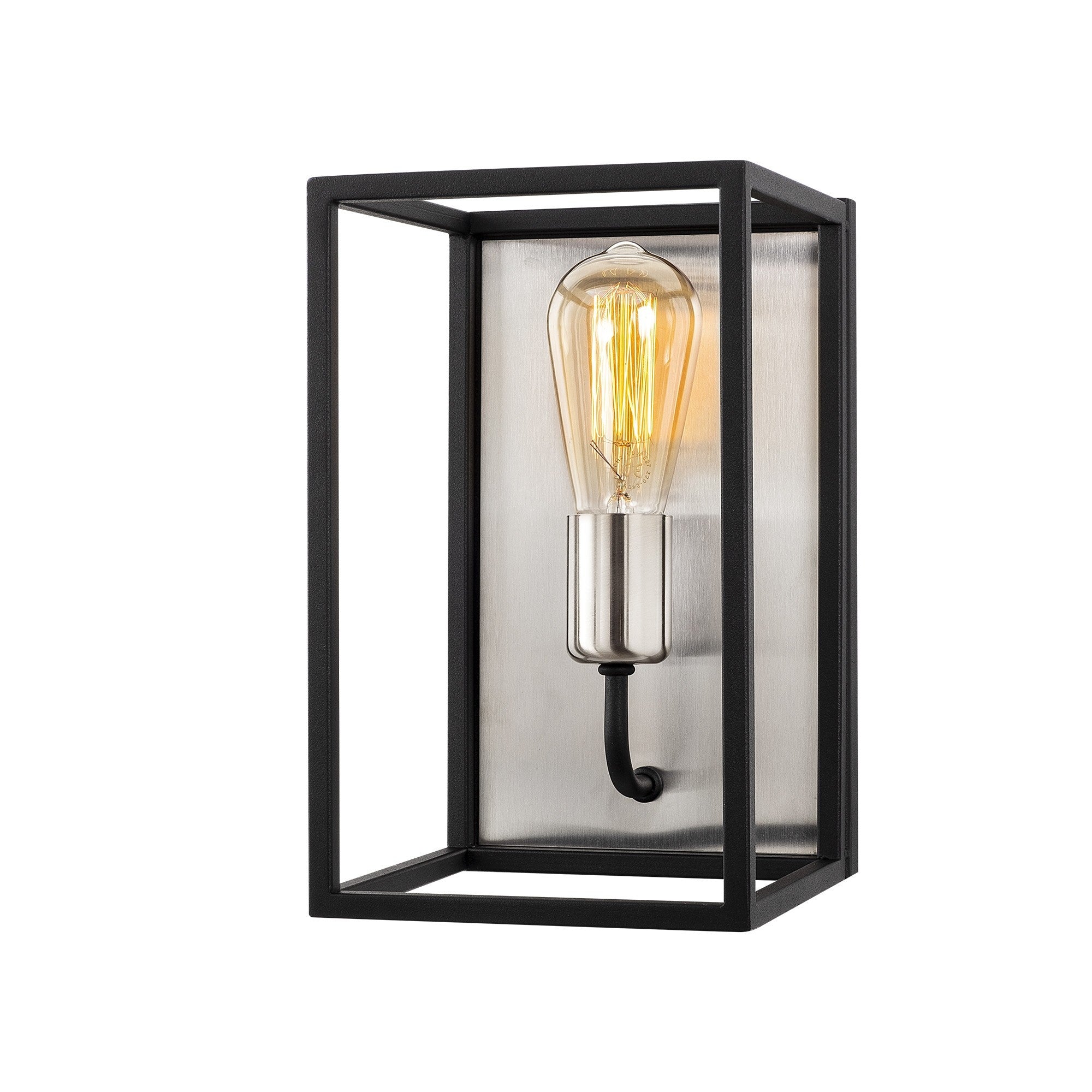 Candeeiro de Parede Moderna, Corpo em Metal, Níquel e Preto, 17 x 19 cm, Altura: 28 cm, E27 máx. 40 W, IP20 | Iluminação Elegante para Espaços Contemporâneos