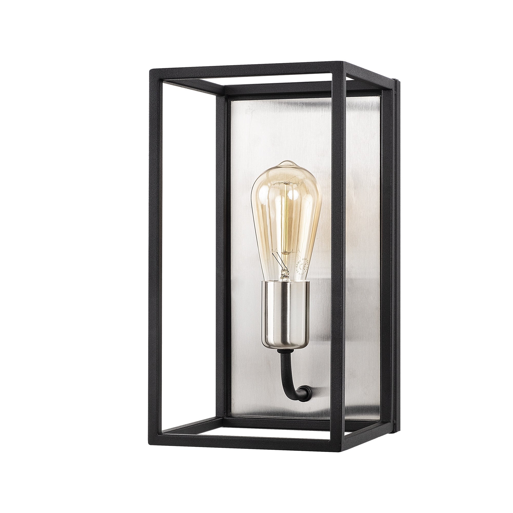 Candeeiro de Parede moderna, níquel e preta, 17 x 19 cm, altura: 32 cm | Soquete E27, máx. 40 W | Corpo de metal elegante, inclui instruções de instalação, classificação IP20