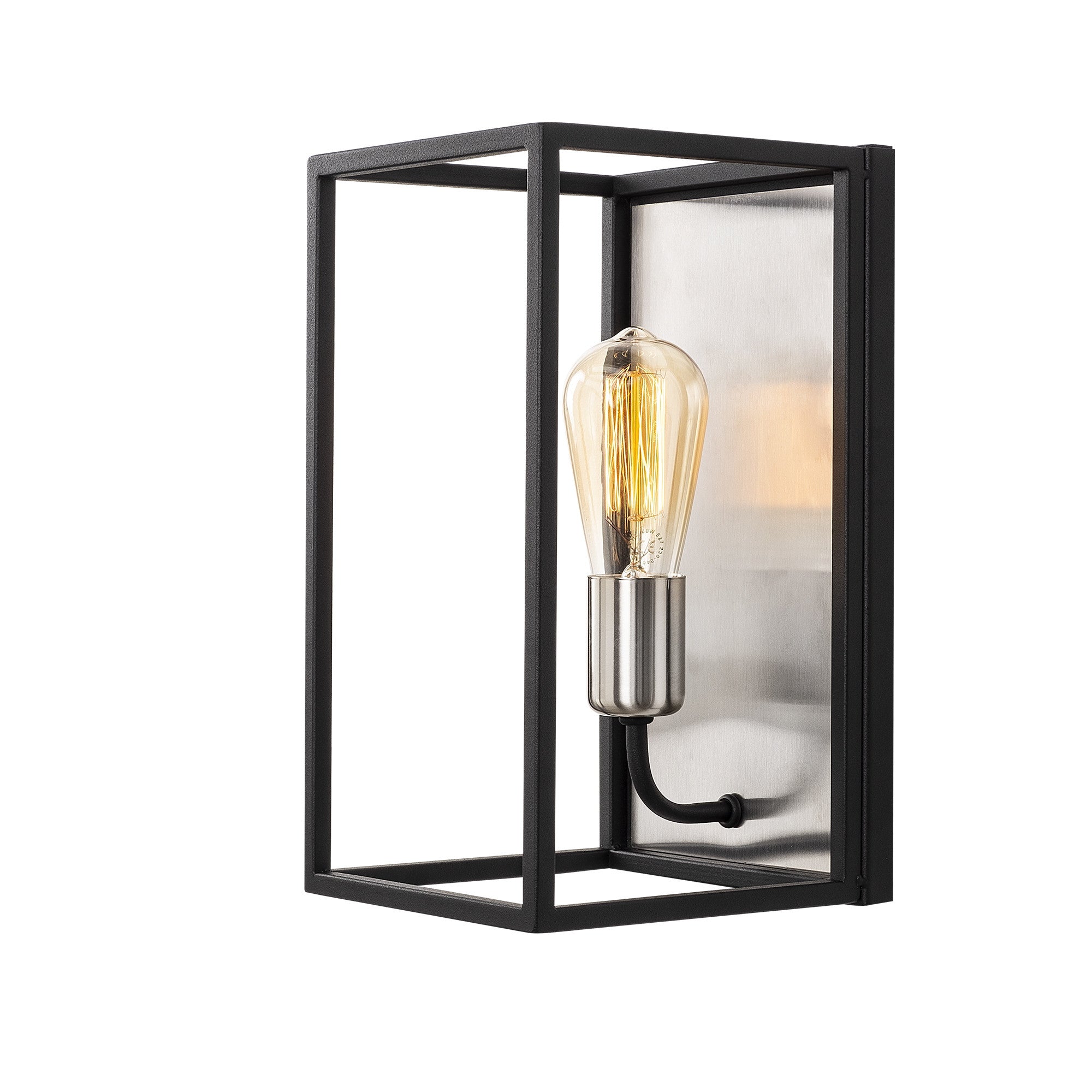 Candeeiro de Parede moderna, níquel e preta, 17 x 19 cm, altura: 32 cm | Soquete E27, máx. 40 W | Corpo de metal elegante, inclui instruções de instalação, classificação IP20