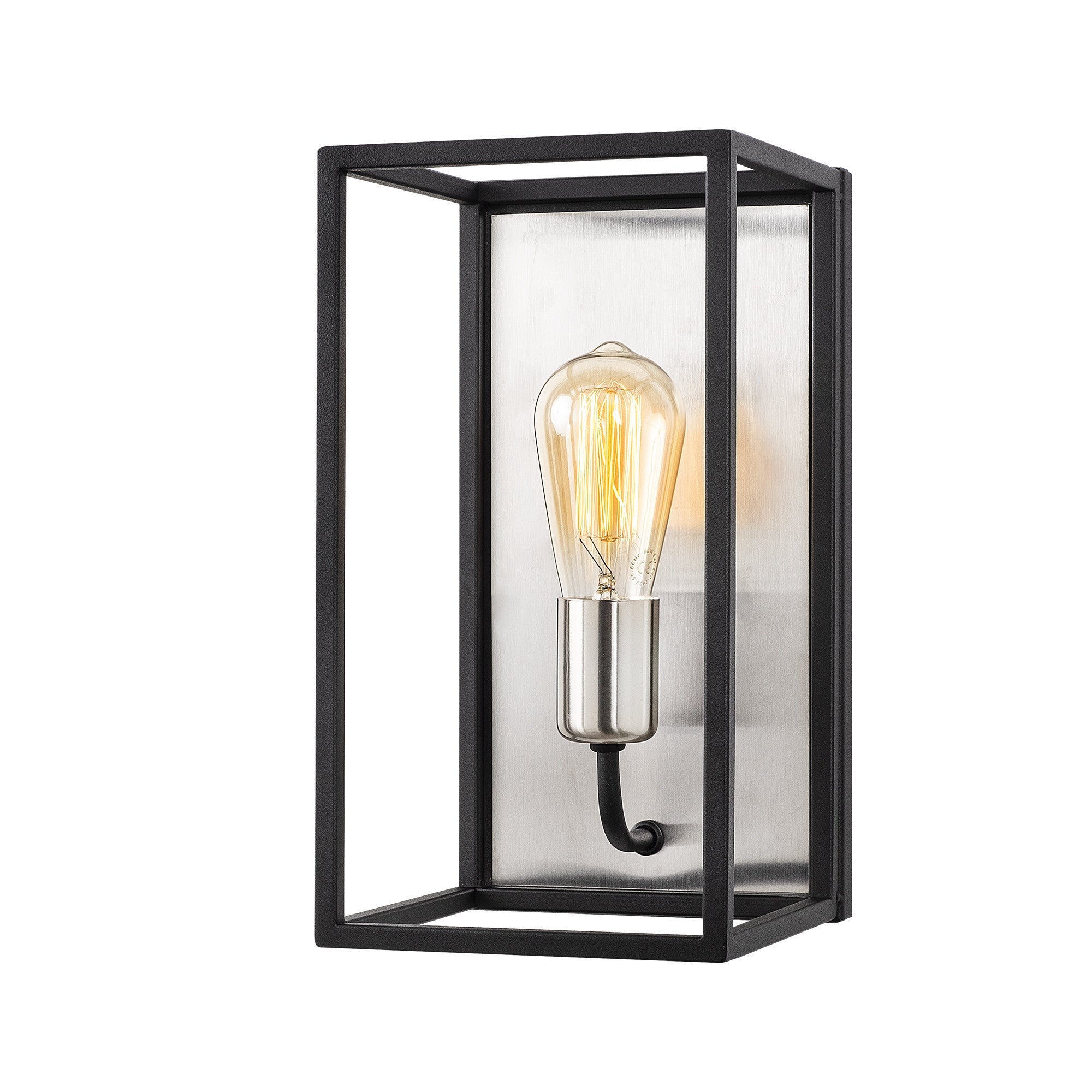 Candeeiro de Parede moderna, níquel e preta, 17 x 19 cm, altura: 32 cm | Soquete E27, máx. 40 W | Corpo de metal elegante, inclui instruções de instalação, classificação IP20