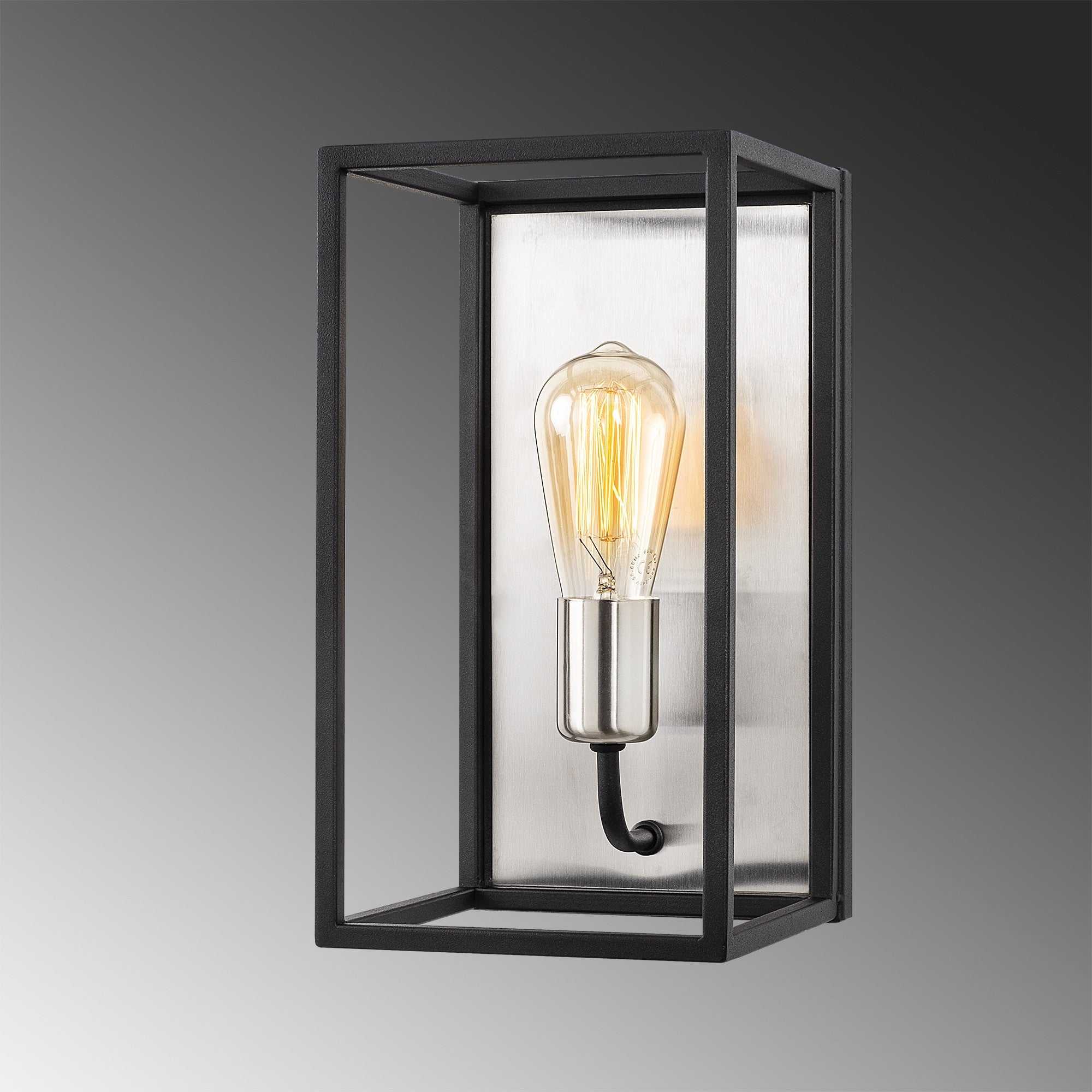 Candeeiro de Parede moderna, níquel e preta, 17 x 19 cm, altura: 32 cm | Soquete E27, máx. 40 W | Corpo de metal elegante, inclui instruções de instalação, classificação IP20