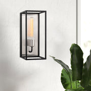 Candeeiro de Parede moderna, corpo de metal, 17 x 19 cm, altura 39 cm | Soquete E27 máx. 40 W, níquel e preto | Iluminação elegante para casa e escritório, classificação IP20