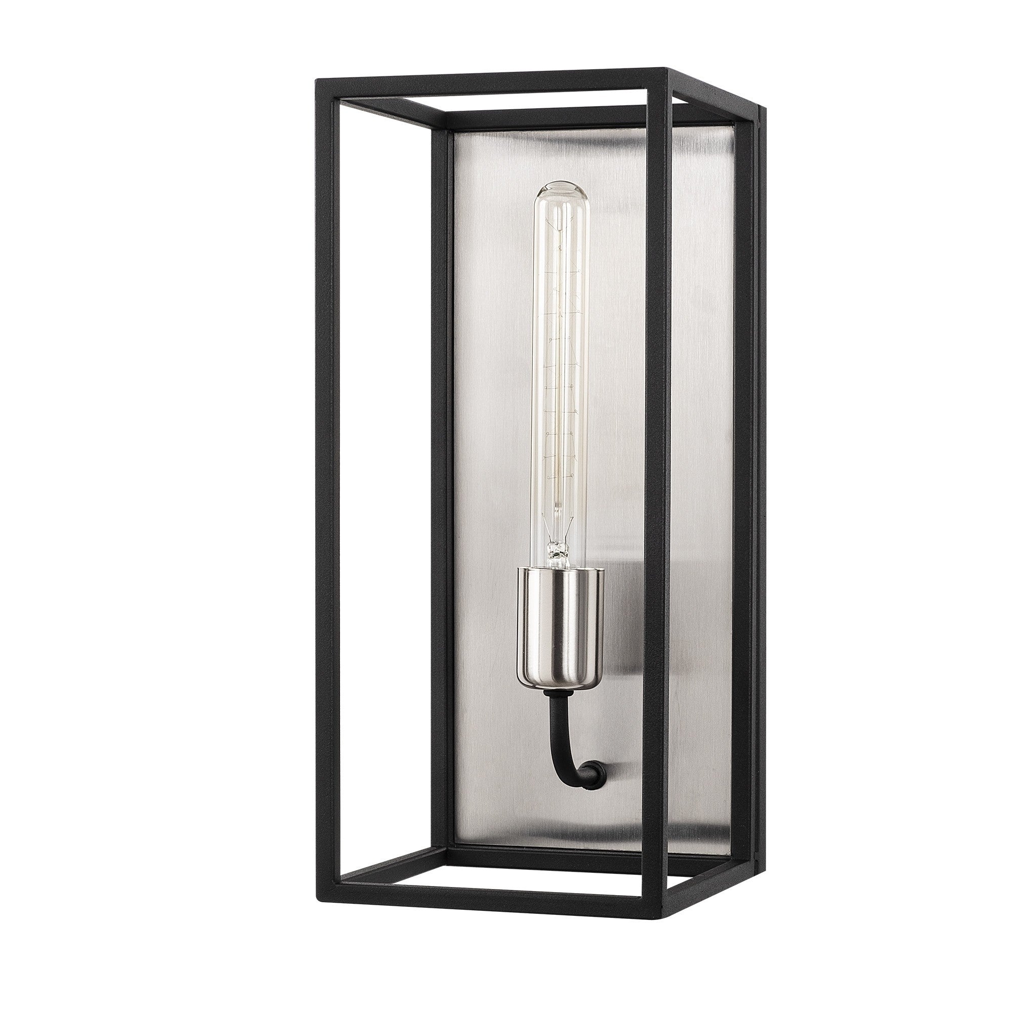 Candeeiro de Parede moderna, corpo de metal, 17 x 19 cm, altura 39 cm | Soquete E27 máx. 40 W, níquel e preto | Iluminação elegante para casa e escritório, classificação IP20