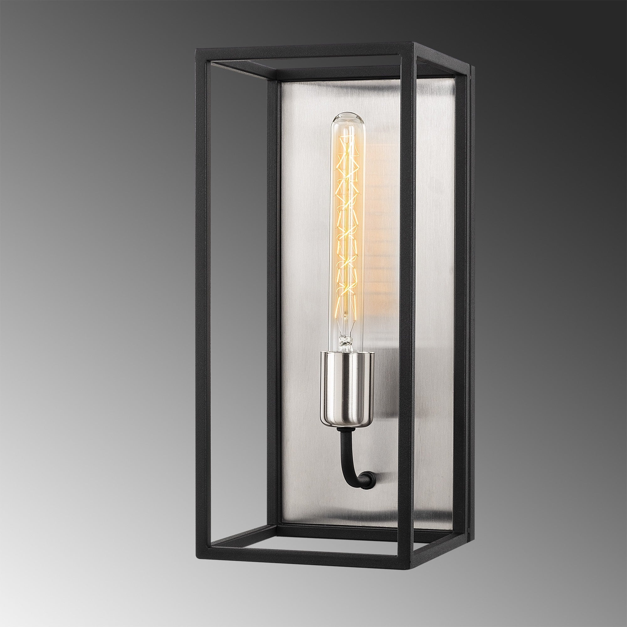Candeeiro de Parede moderna, corpo de metal, 17 x 19 cm, altura 39 cm | Soquete E27 máx. 40 W, níquel e preto | Iluminação elegante para casa e escritório, classificação IP20