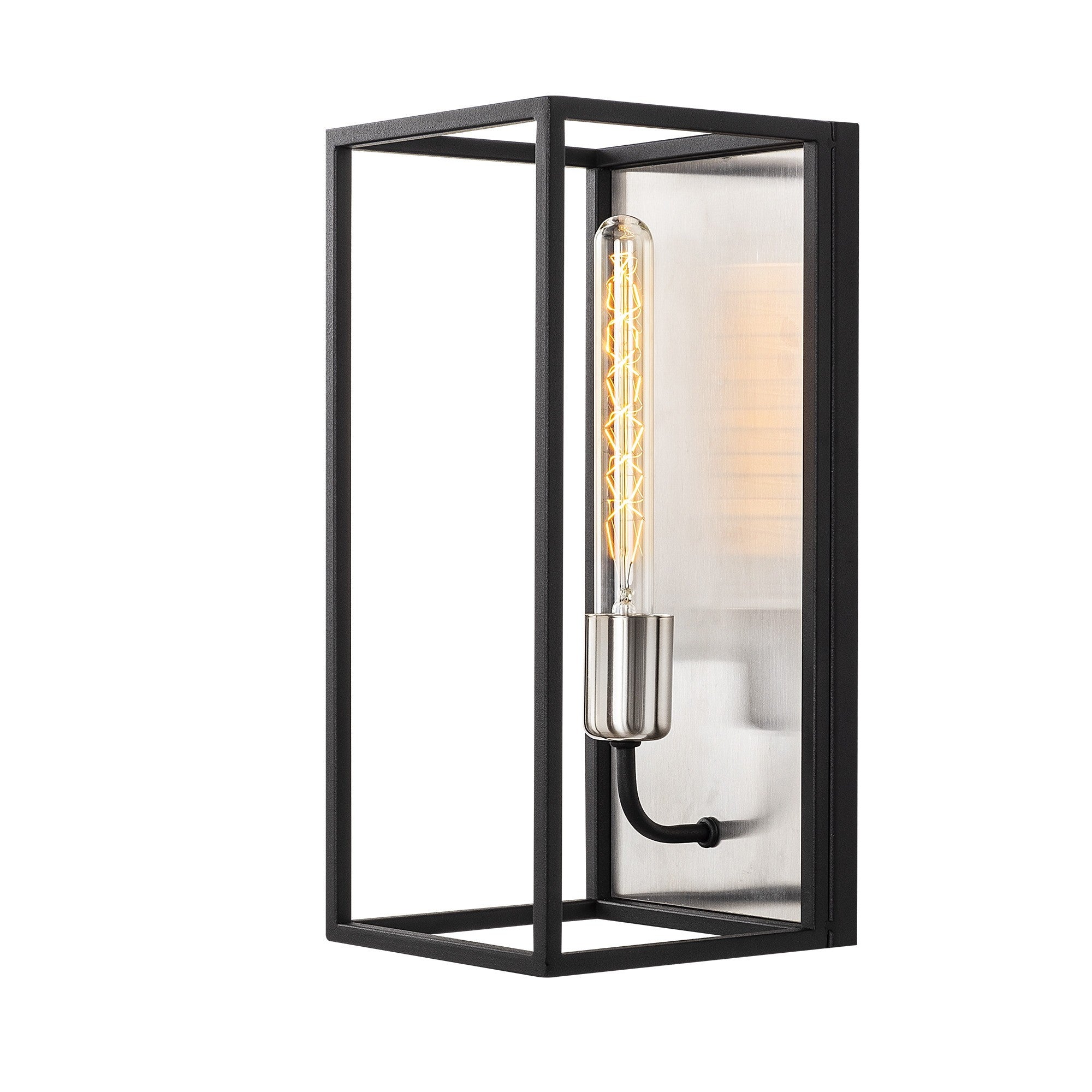 Candeeiro de Parede moderna, corpo de metal, 17 x 19 cm, altura 39 cm | Soquete E27 máx. 40 W, níquel e preto | Iluminação elegante para casa e escritório, classificação IP20