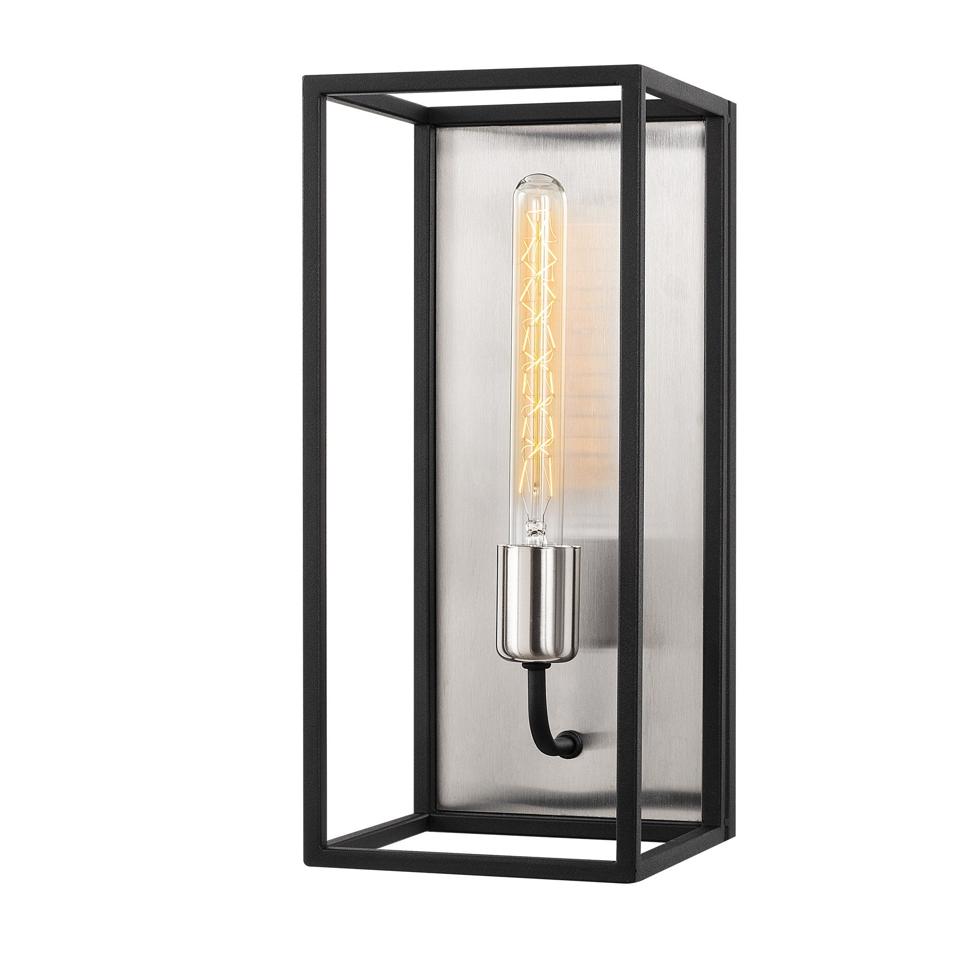 Candeeiro de Parede moderna, corpo de metal, 17 x 19 cm, altura 39 cm | Soquete E27 máx. 40 W, níquel e preto | Iluminação elegante para casa e escritório, classificação IP20