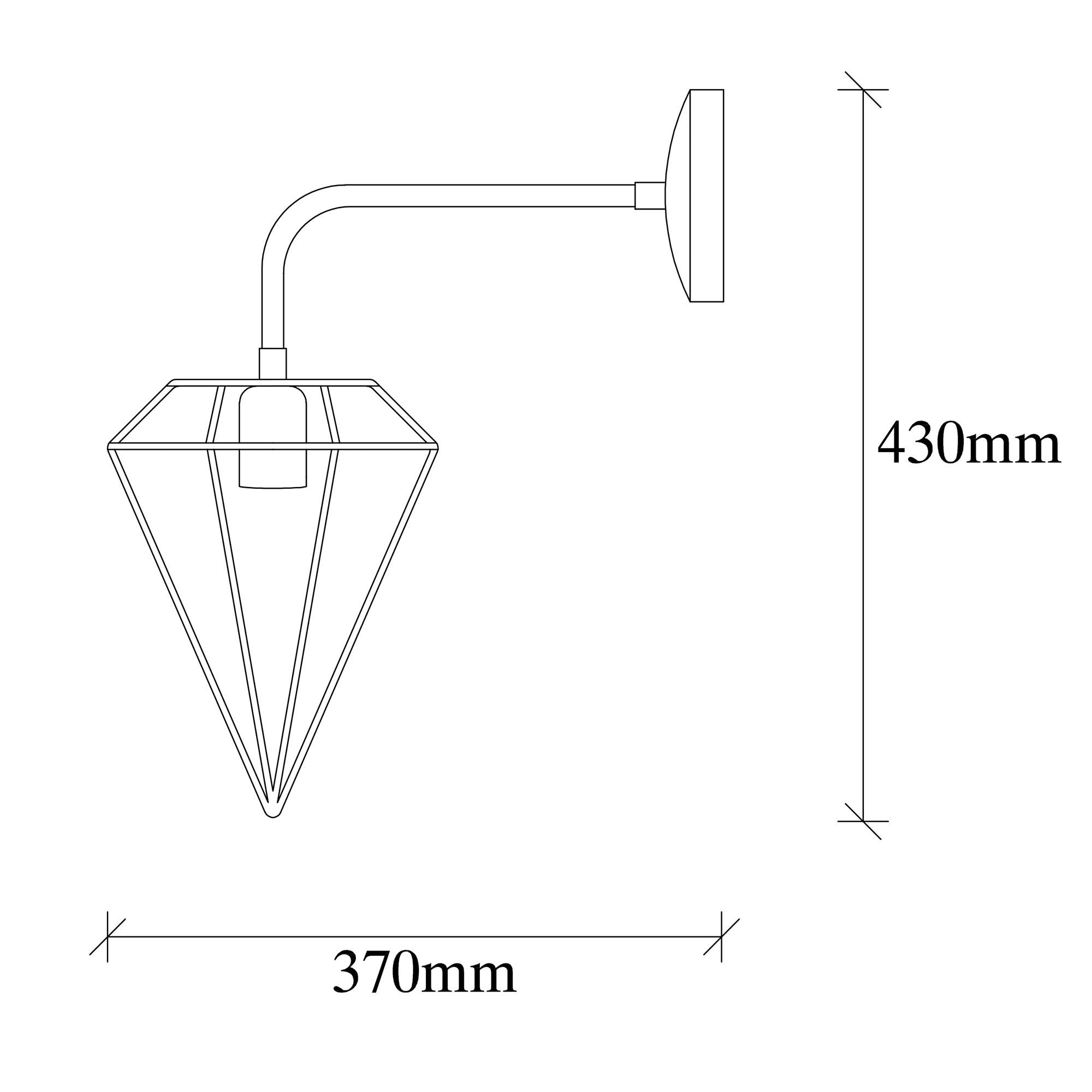 Candeeiro de Parede preta moderna, corpo de metal, 20 x 37 cm, altura 43 cm | Soquete E27, máx. 40 W, IP20 | Design industrial elegante para casa e escritório