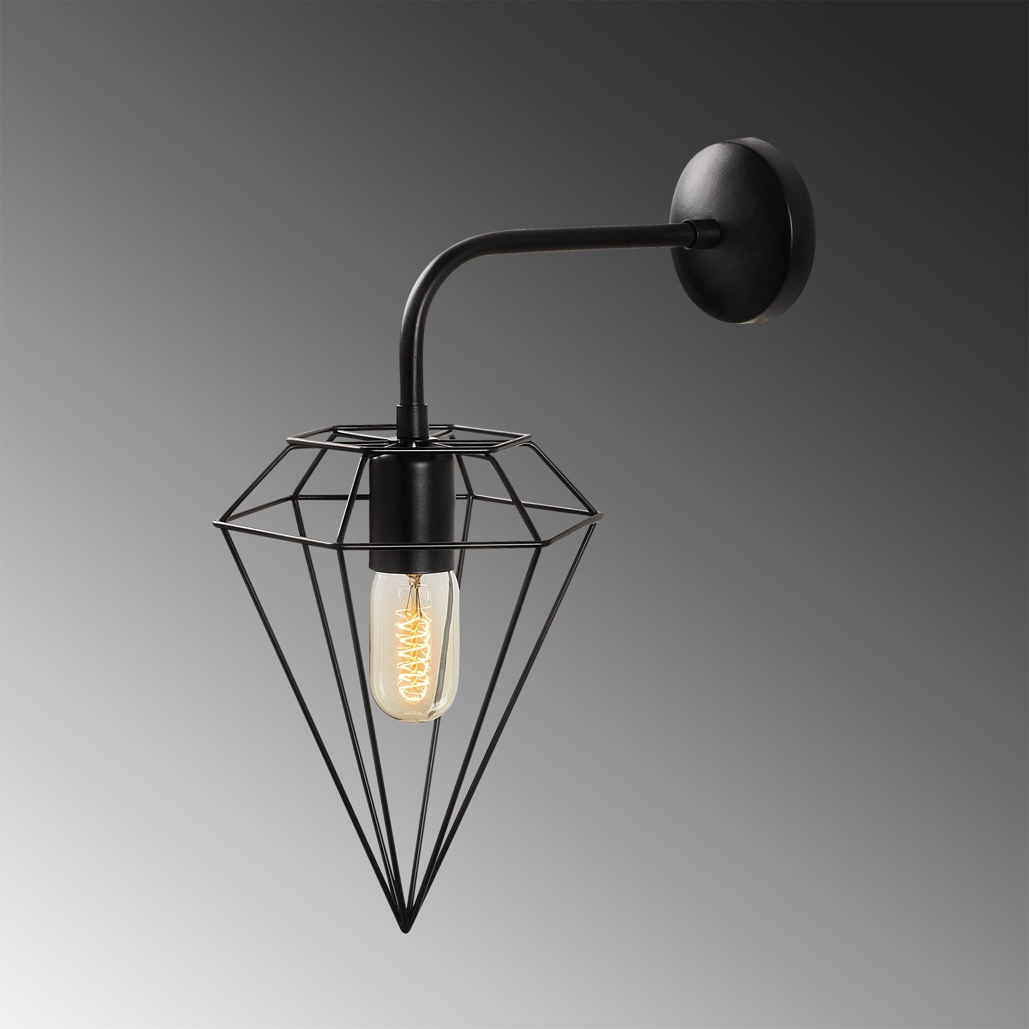 Candeeiro de Parede preta moderna, corpo de metal, 20 x 37 cm, altura 43 cm | Soquete E27, máx. 40 W, IP20 | Design industrial elegante para casa e escritório