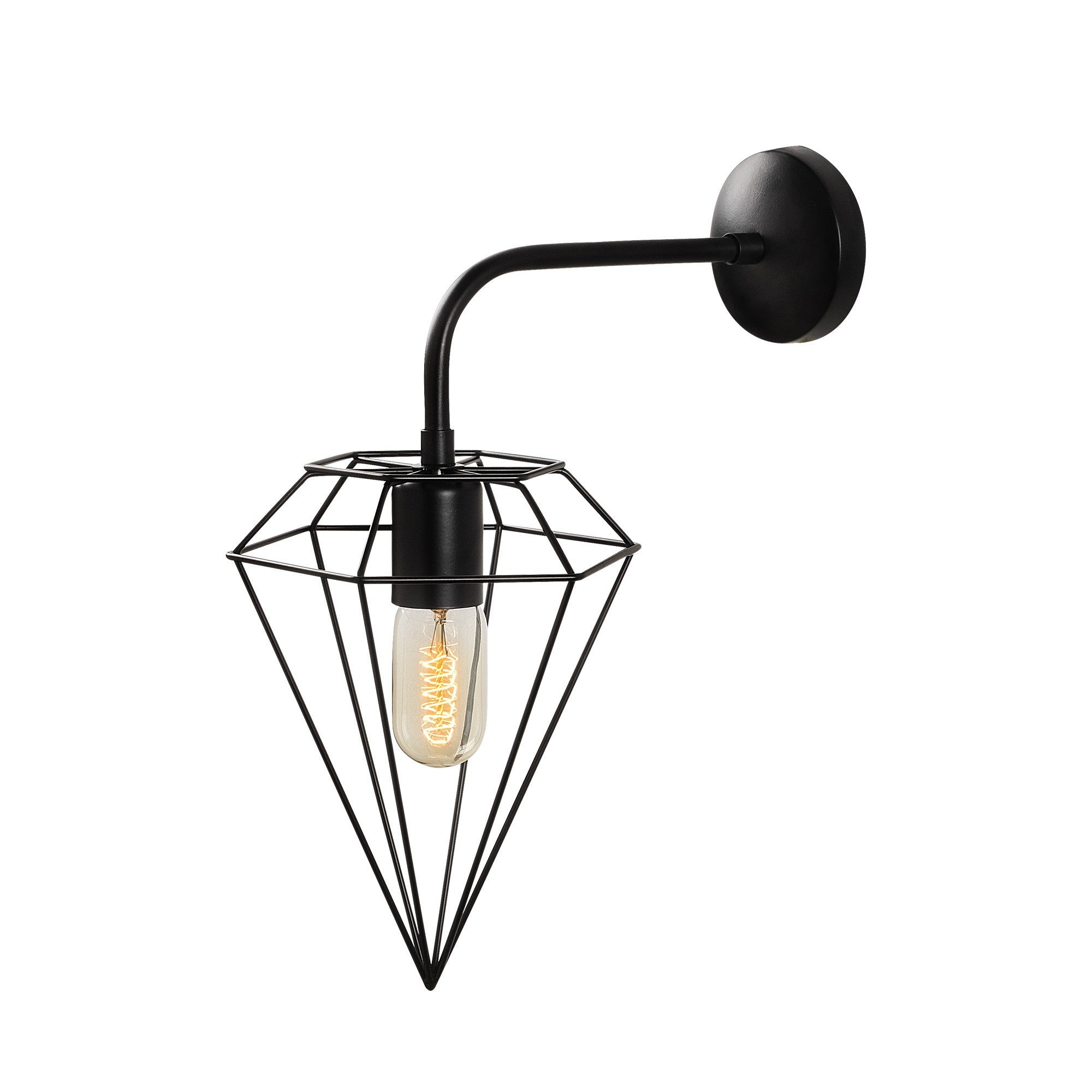 Candeeiro de Parede preta moderna, corpo de metal, 20 x 37 cm, altura 43 cm | Soquete E27, máx. 40 W, IP20 | Design industrial elegante para casa e escritório