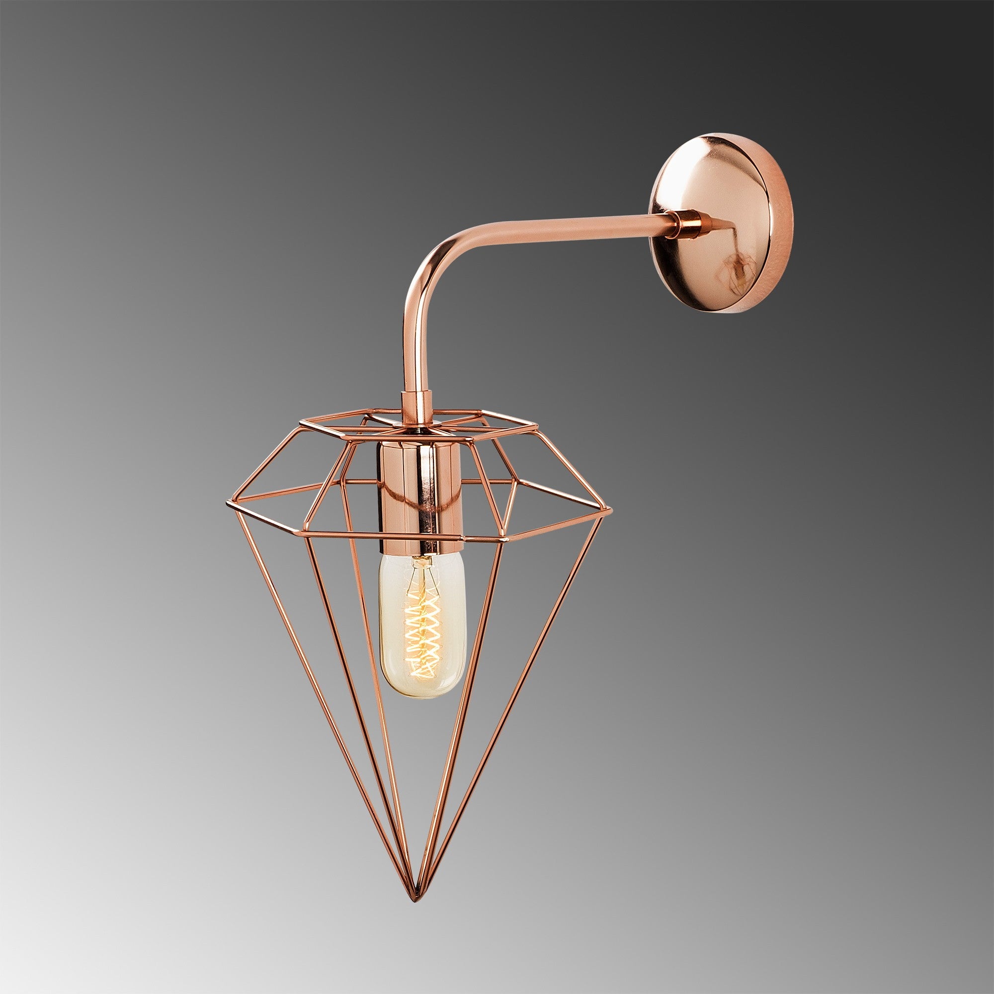 Candeeiro de Parede Moderna em Cobre, Corpo em Metal, 20 x 37 cm, Altura 43 cm, Soquete E27, IP20 | Iluminação Elegante e Funcional para Decoração de Casa e Escritório
