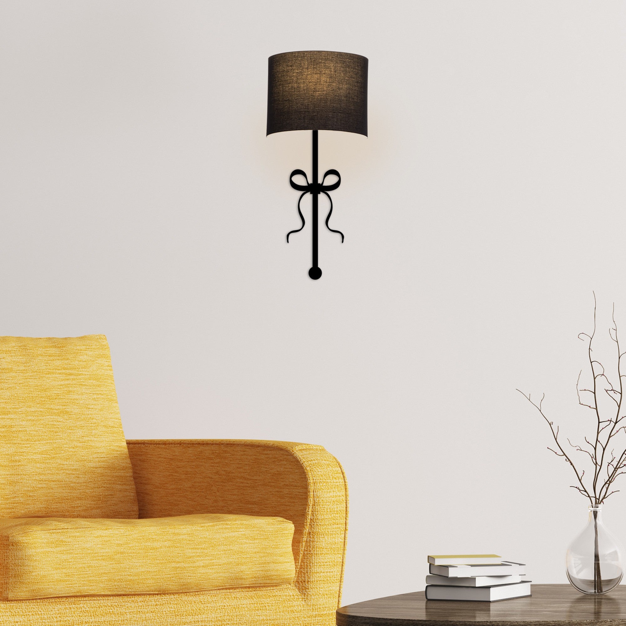 Candeeiro de Parede Preta Moderna, Corpo em Metal, 15 x 28 cm, Altura: 57 cm, Soquete E27, IP20 | Iluminação Elegante e Funcional para Decoração de Casa e Escritório
