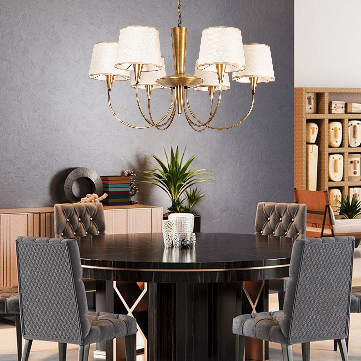 Candeeiro de Teto – 90 cm diâmetro, 85 cm altura – Antigo – Metal