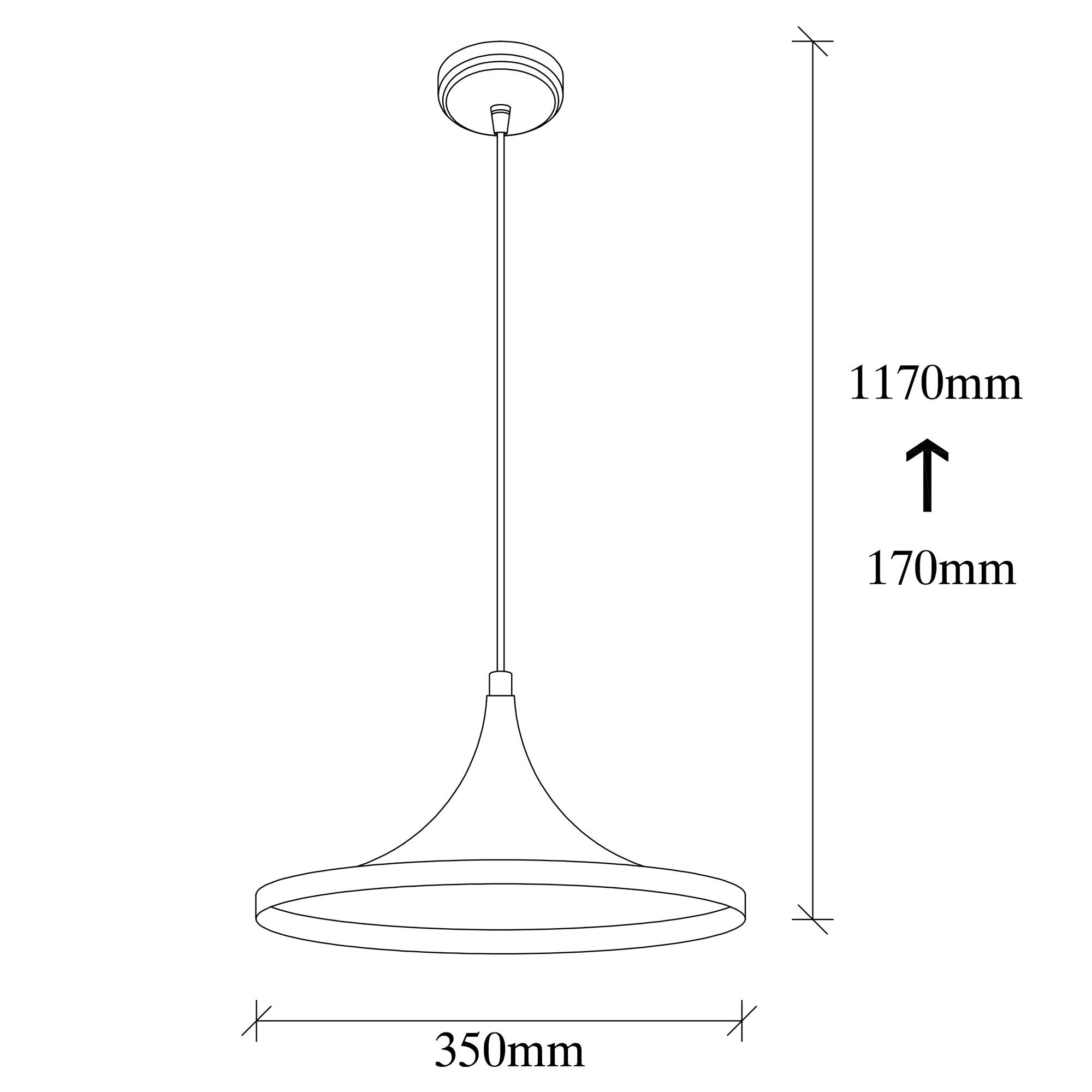 Candeeiro de Teto Escandinavo – 35 cm de Diâmetro, 117 cm de Altura – Preto e Vermelho – Metal