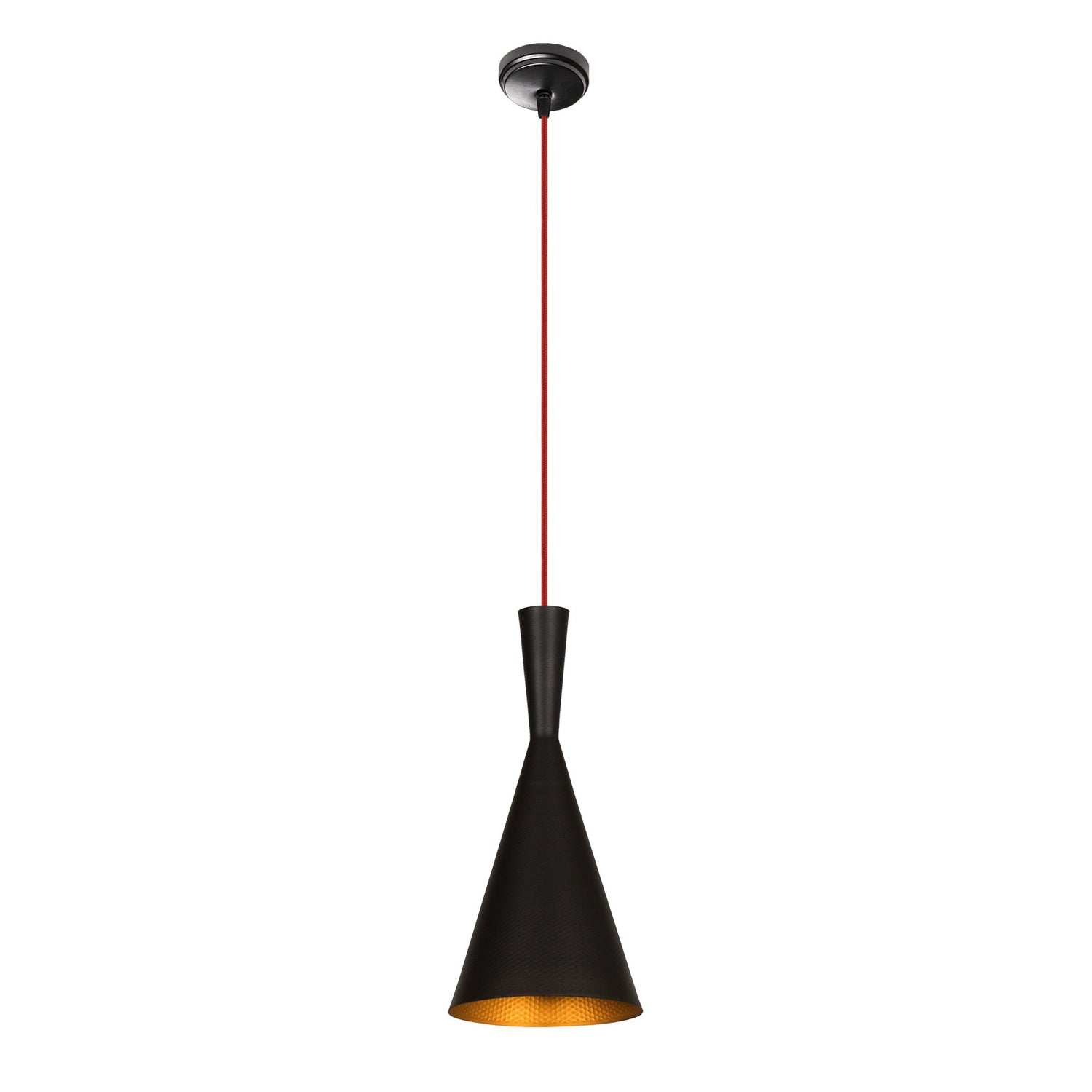 Candeeiro de Teto – 19 cm de Diâmetro – Preto e Vermelho – Ferro