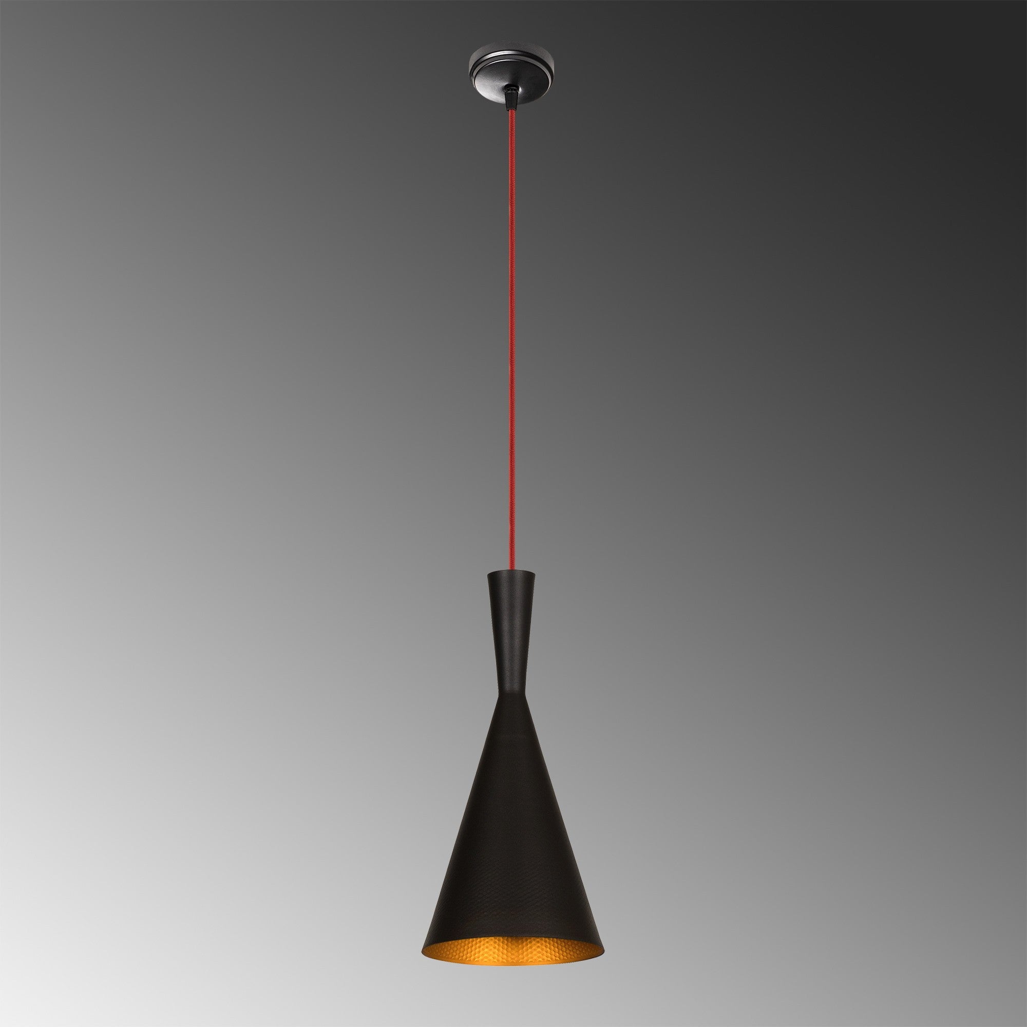 Candeeiro de Teto – 19 cm de Diâmetro – Preto e Vermelho – Ferro