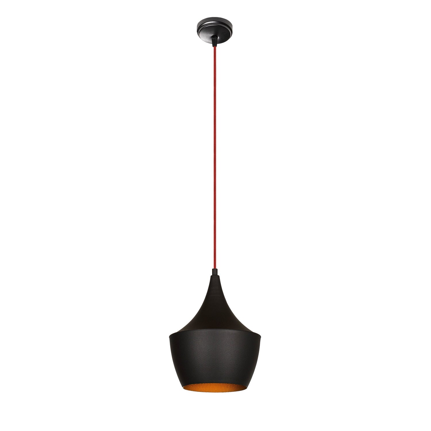 Candeeiro de Teto Escandinavo – 23 cm de Diâmetro – Preto e Vermelho – Metal
