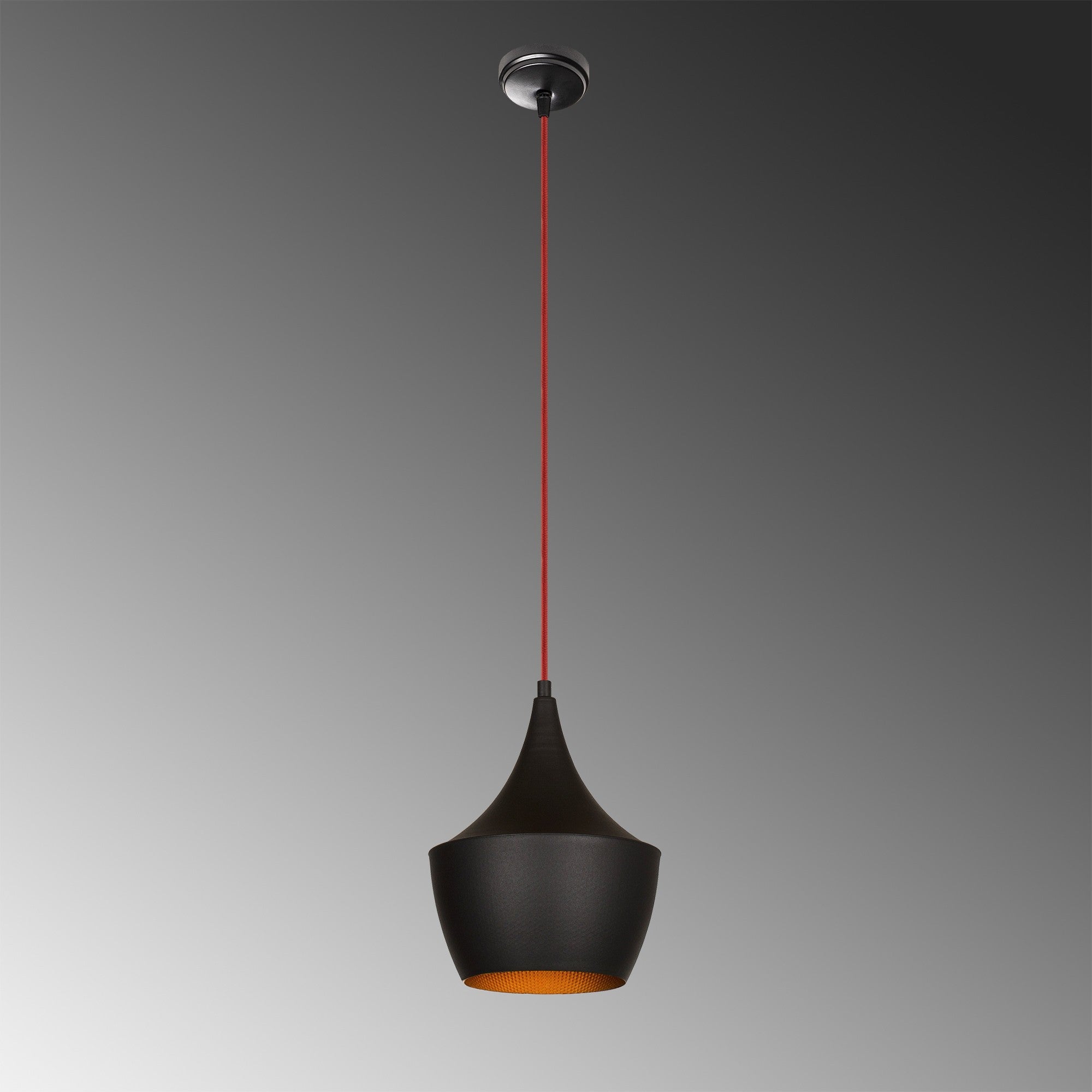 Candeeiro de Teto Escandinavo – 23 cm de Diâmetro – Preto e Vermelho – Metal
