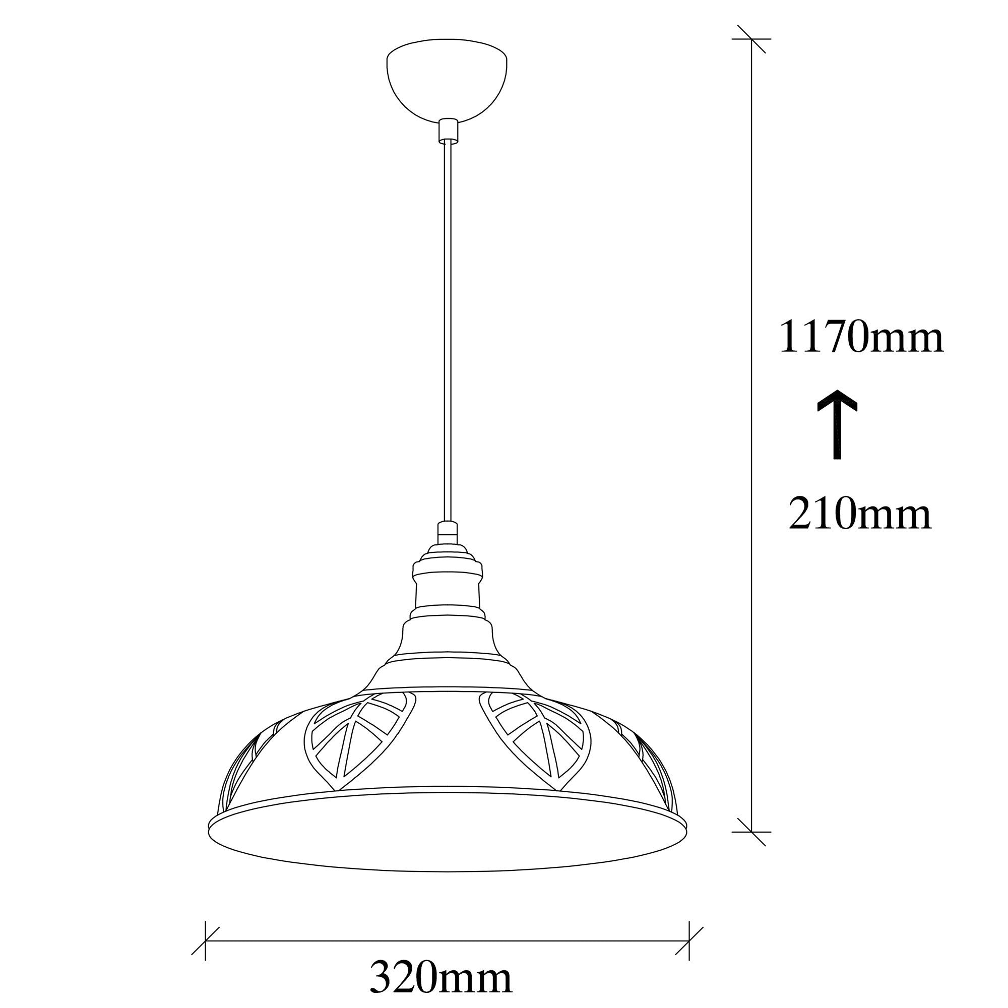 Candeeiro de Teto moderno – 32 cm de diâmetro, altura ajustável de 117 cm – Cobre – Metal