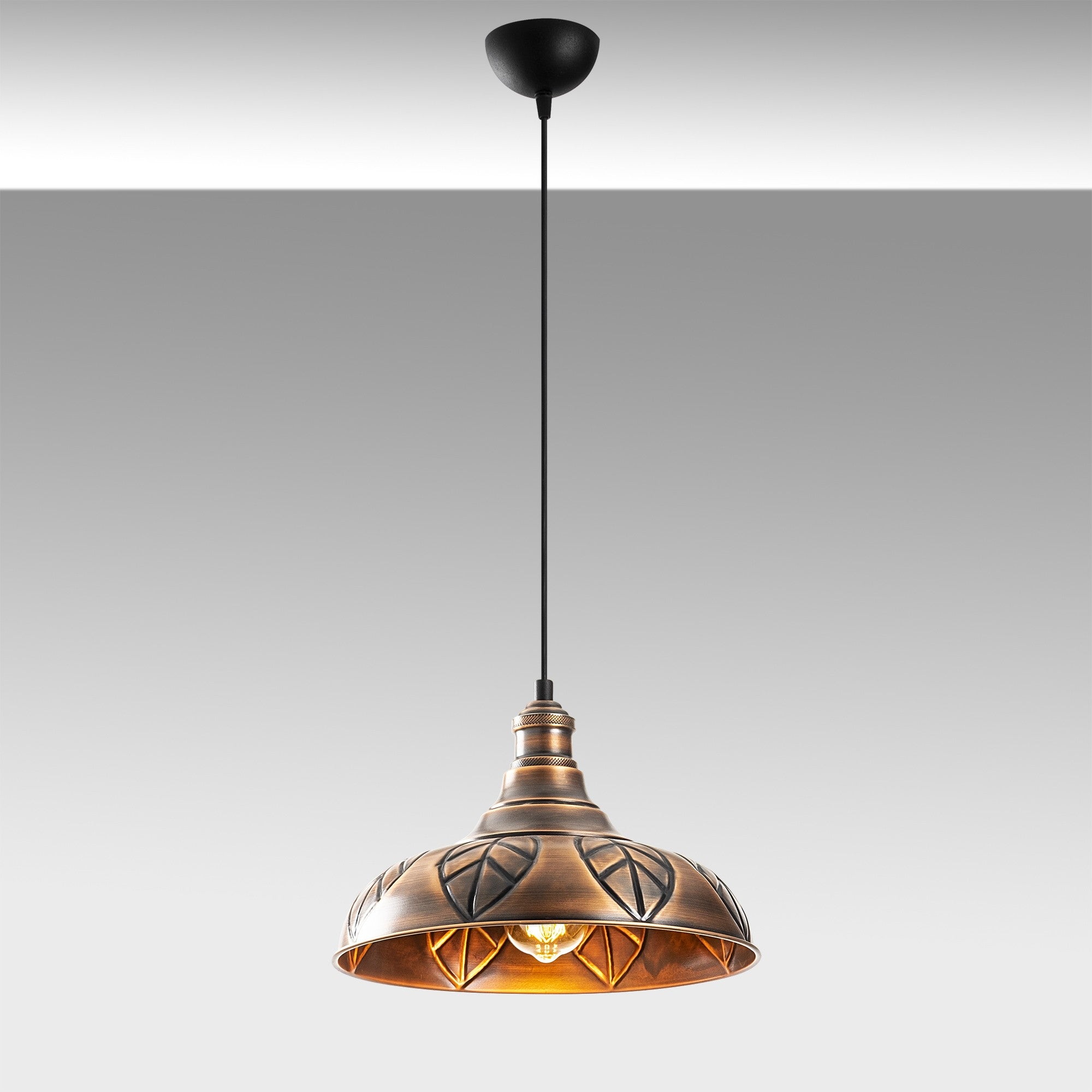 Candeeiro de Teto moderno – 32 cm de diâmetro, altura ajustável de 117 cm – Cobre – Metal