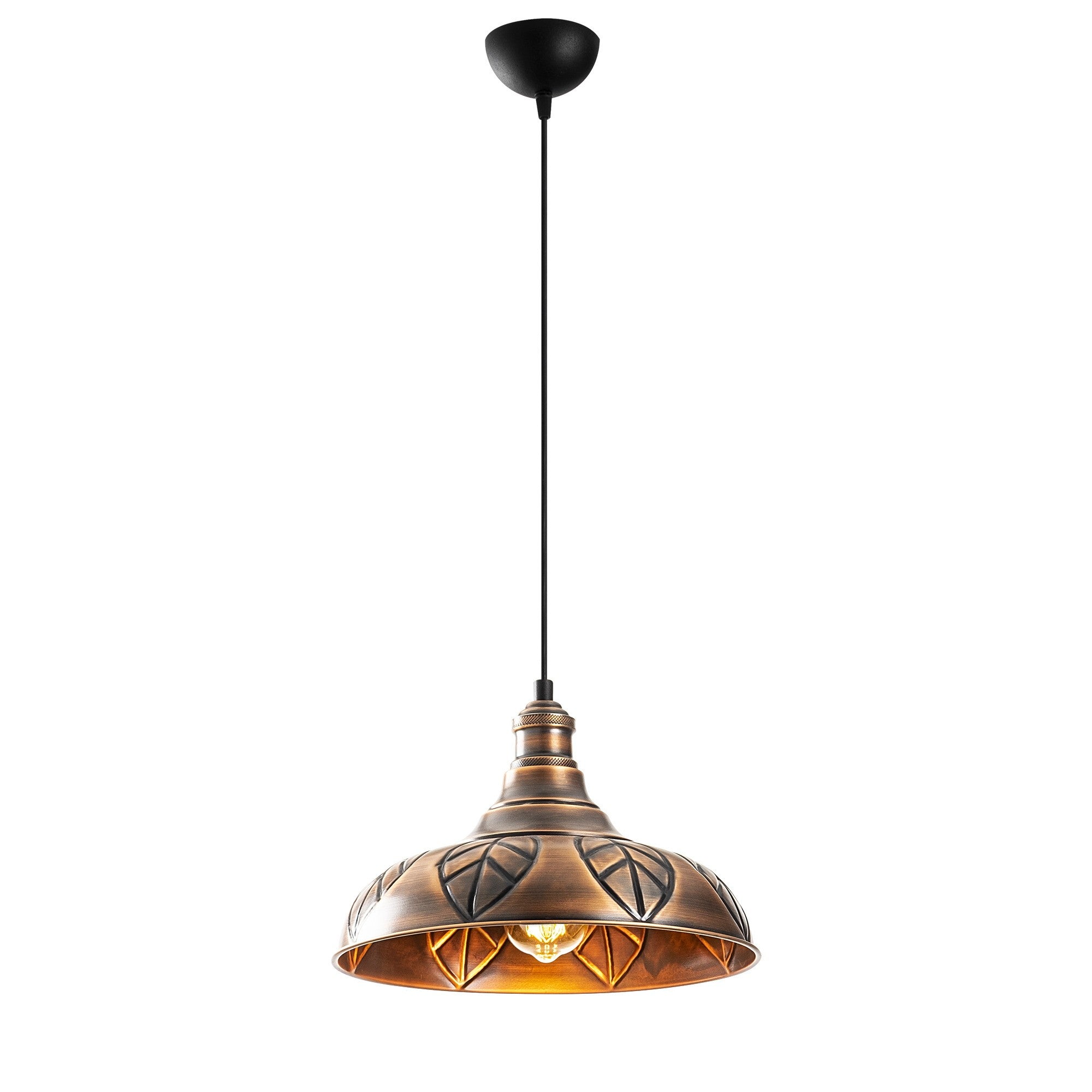 Candeeiro de Teto moderno – 32 cm de diâmetro, altura ajustável de 117 cm – Cobre – Metal