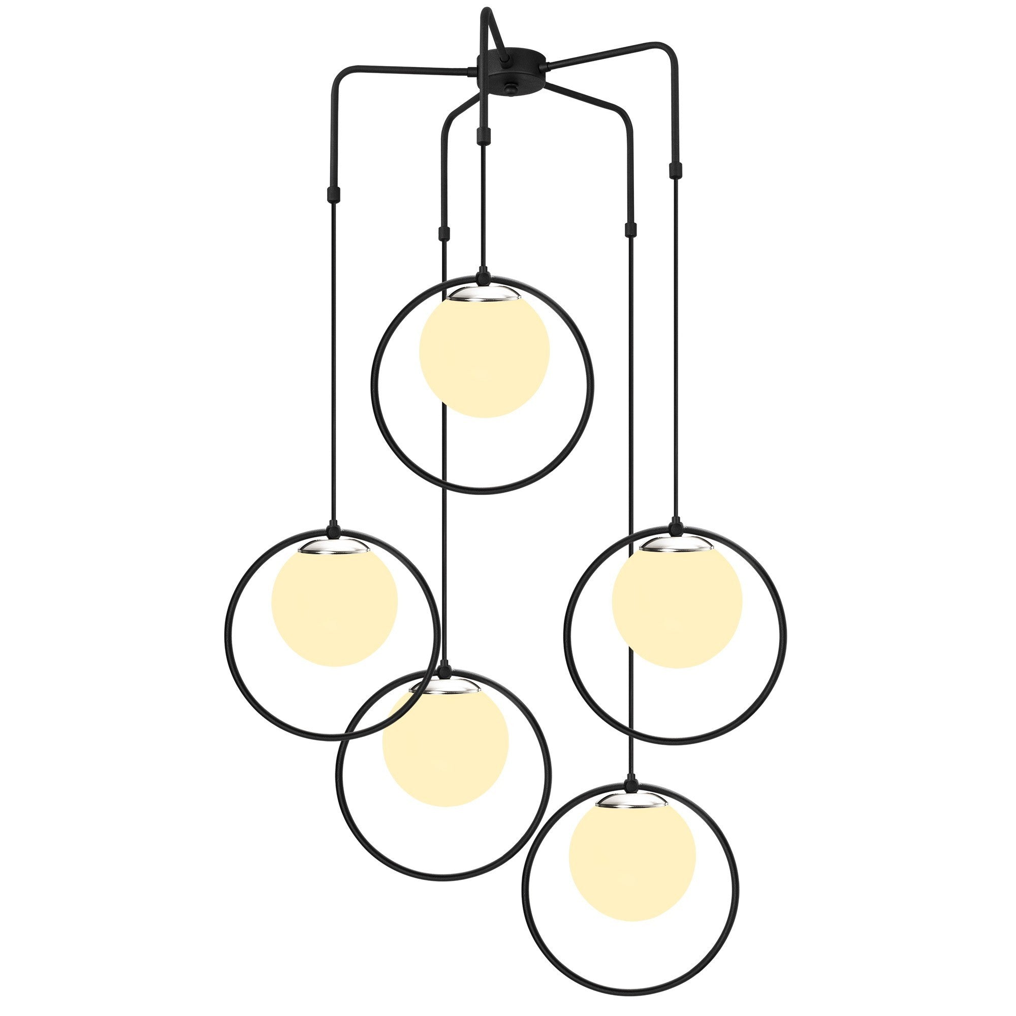 Candeeiro de Teto Industrial Moderno – 74 cm de Diâmetro – Preto e Branco – Ferro