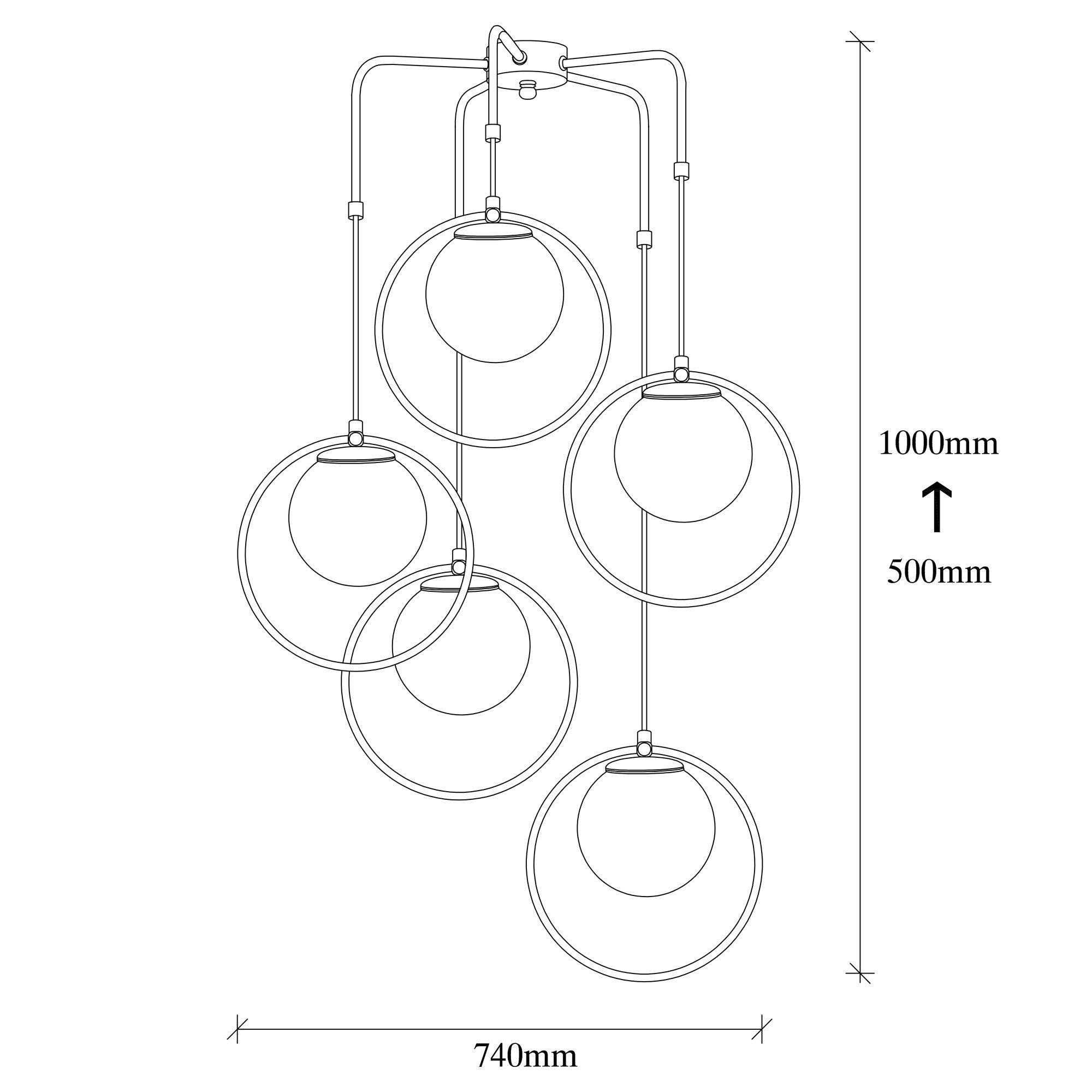 Candeeiro de Teto Industrial Moderno – 74 cm de Diâmetro – Preto e Branco – Ferro