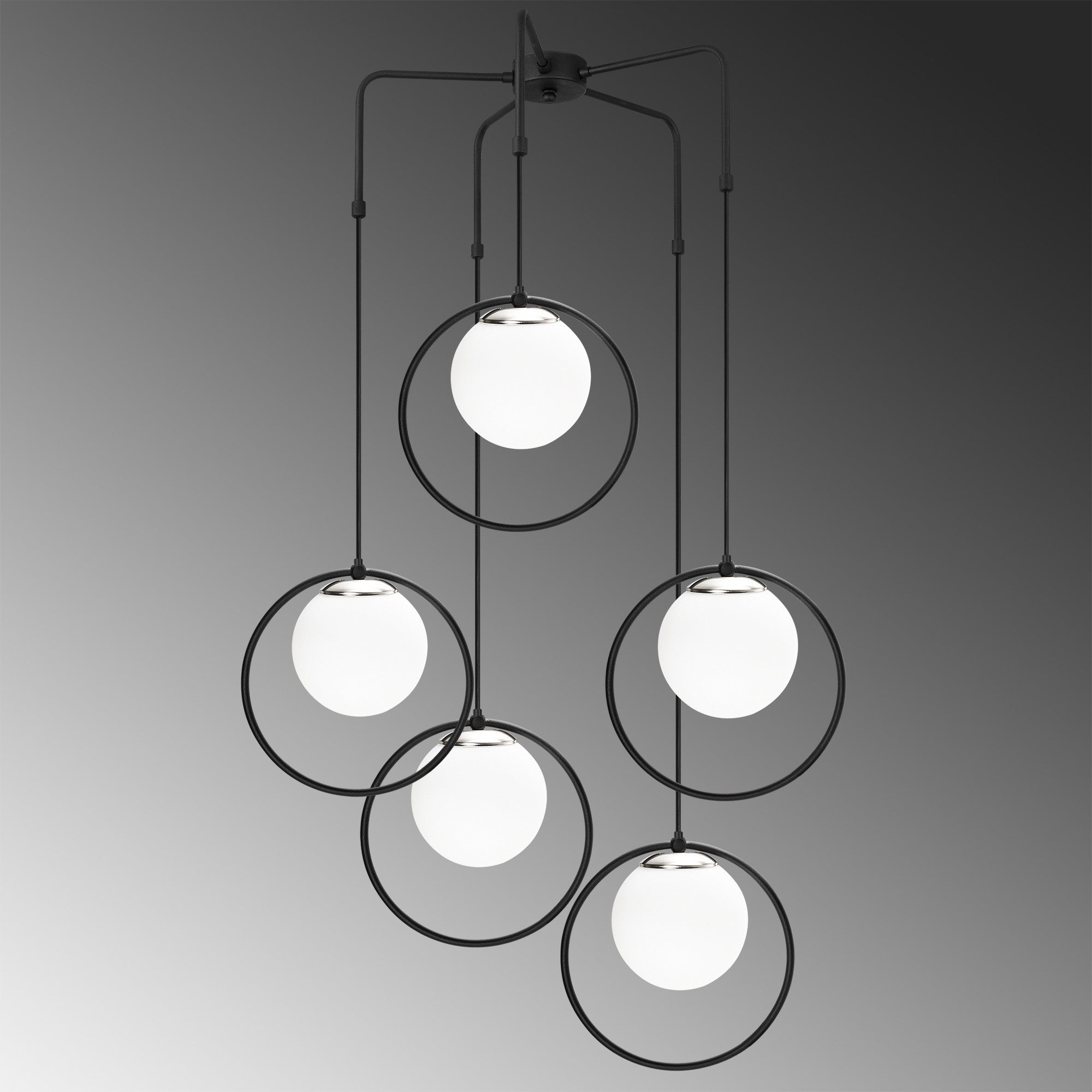 Candeeiro de Teto Industrial Moderno – 74 cm de Diâmetro – Preto e Branco – Ferro