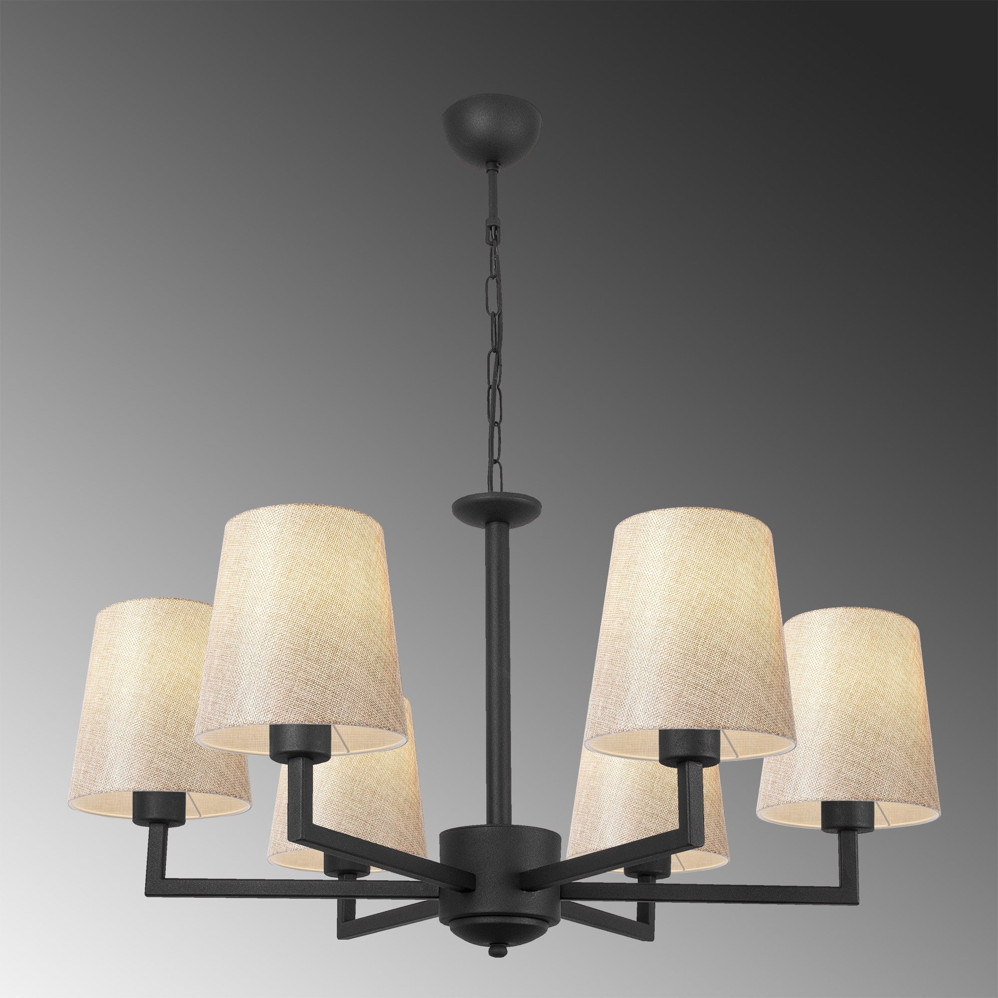 Candeeiro de Teto – 80 cm de Diâmetro – Preto e Creme – Metal