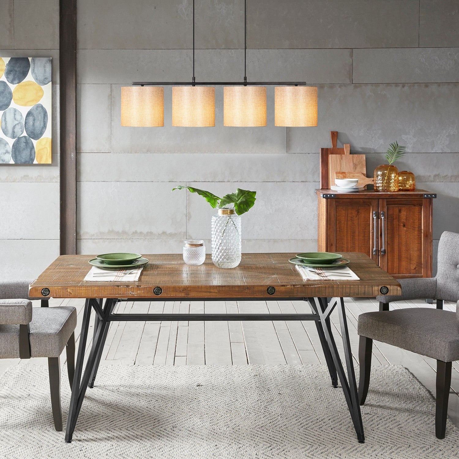 Candeeiro de Teto moderno – 110 x 25 cm – preto e creme – metal