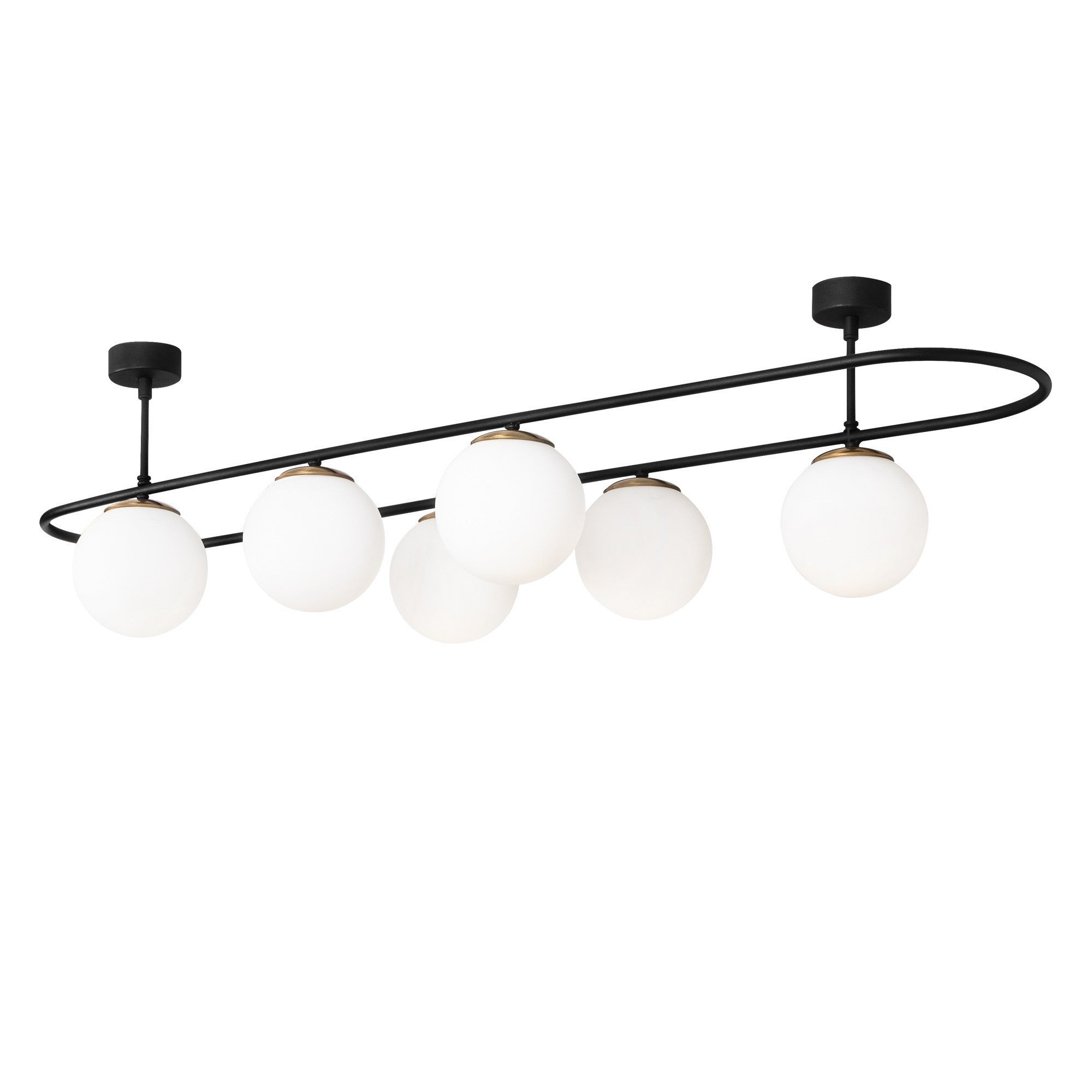 Candeeiro de Teto Industrial Moderno – 124 x 40 cm – Preto e Branco – Metal