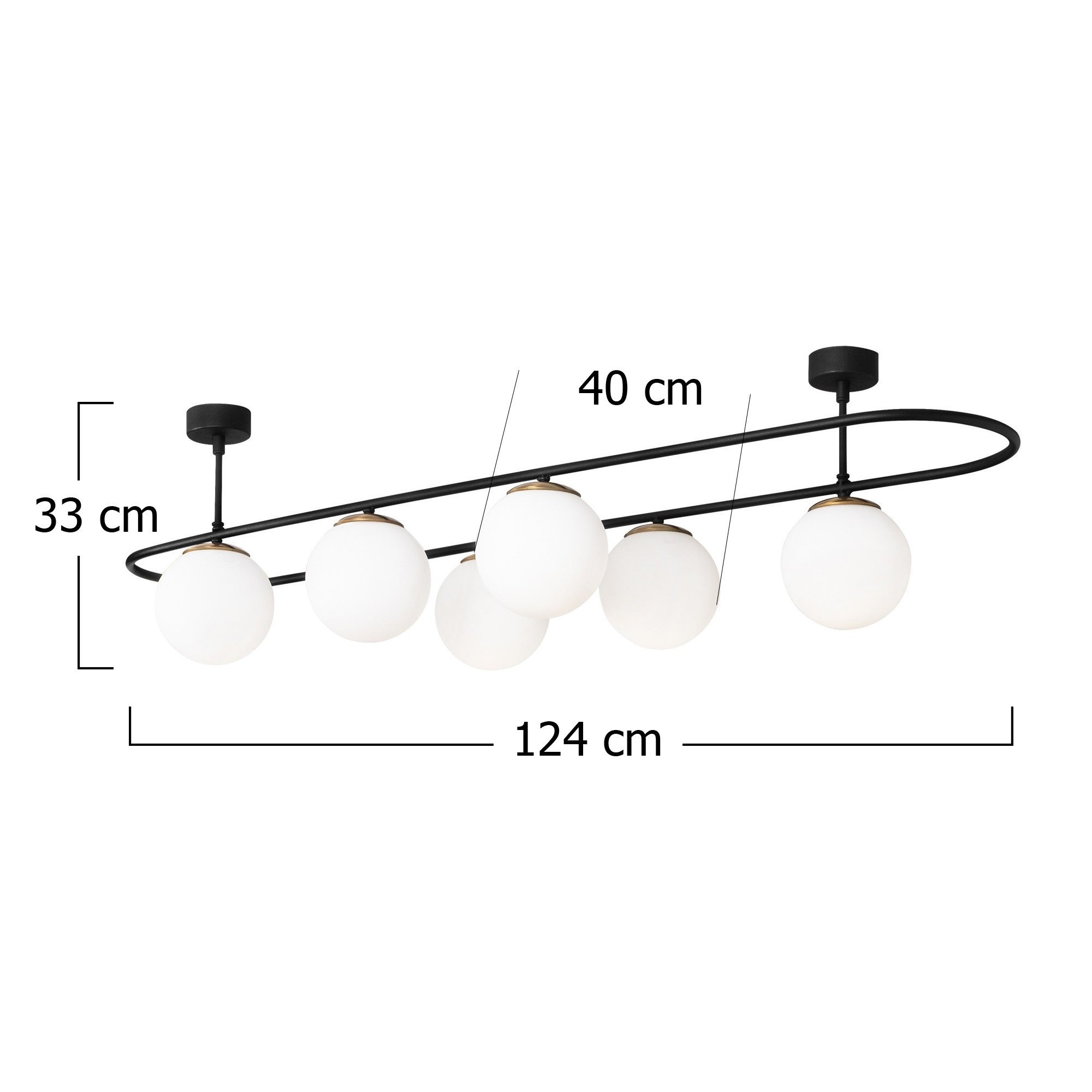 Candeeiro de Teto Industrial Moderno – 124 x 40 cm – Preto e Branco – Metal