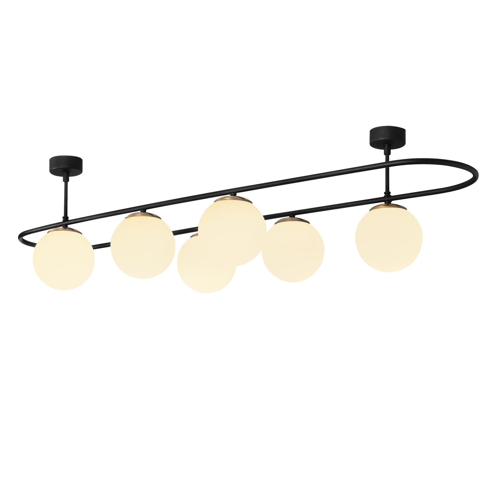 Candeeiro de Teto Industrial Moderno – 124 x 40 cm – Preto e Branco – Metal