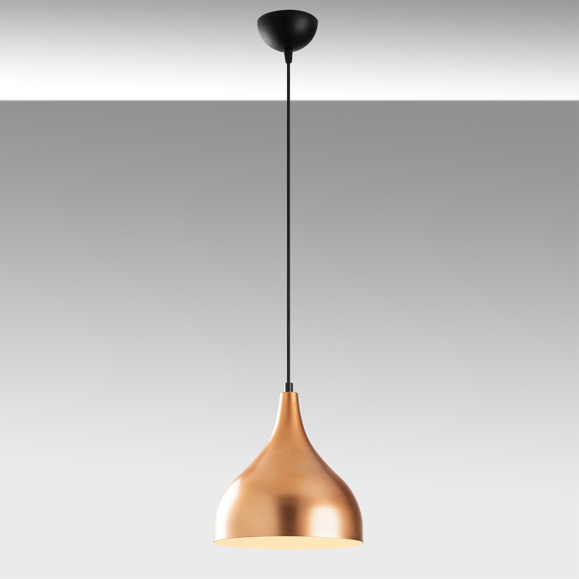 Candeeiro de Teto moderno – 26 cm de diâmetro – cobre, branco e preto – metal