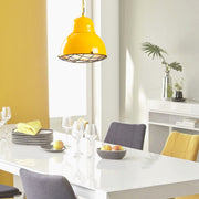 Candeeiro de Teto moderno – 31 cm de diâmetro – amarelo e dourado – ferro