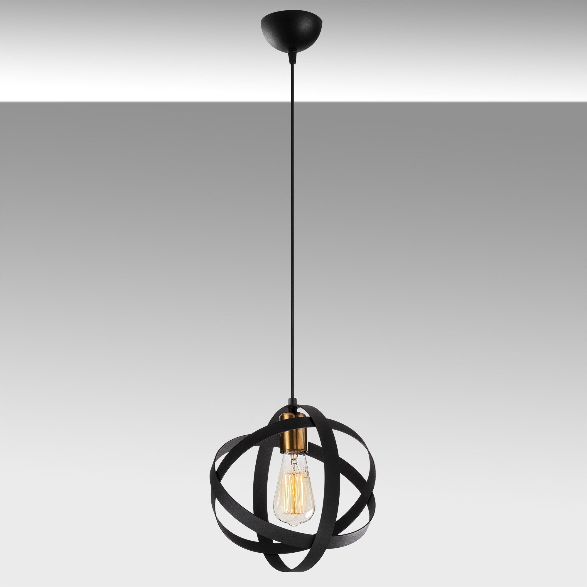 Candeeiro de Teto – 25 cm de diâmetro – preto e antigo – metal