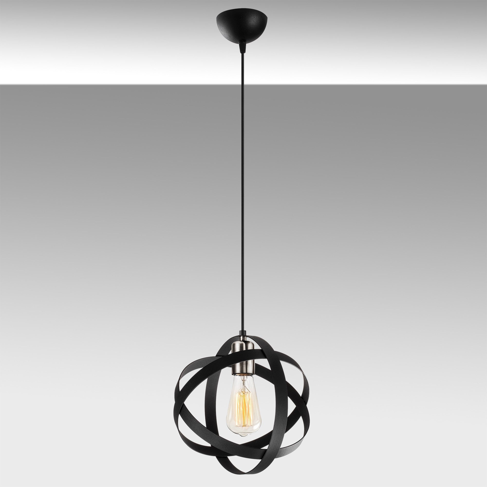 Candeeiro de Teto moderno – 25 cm de diâmetro – preto e níquel – metal